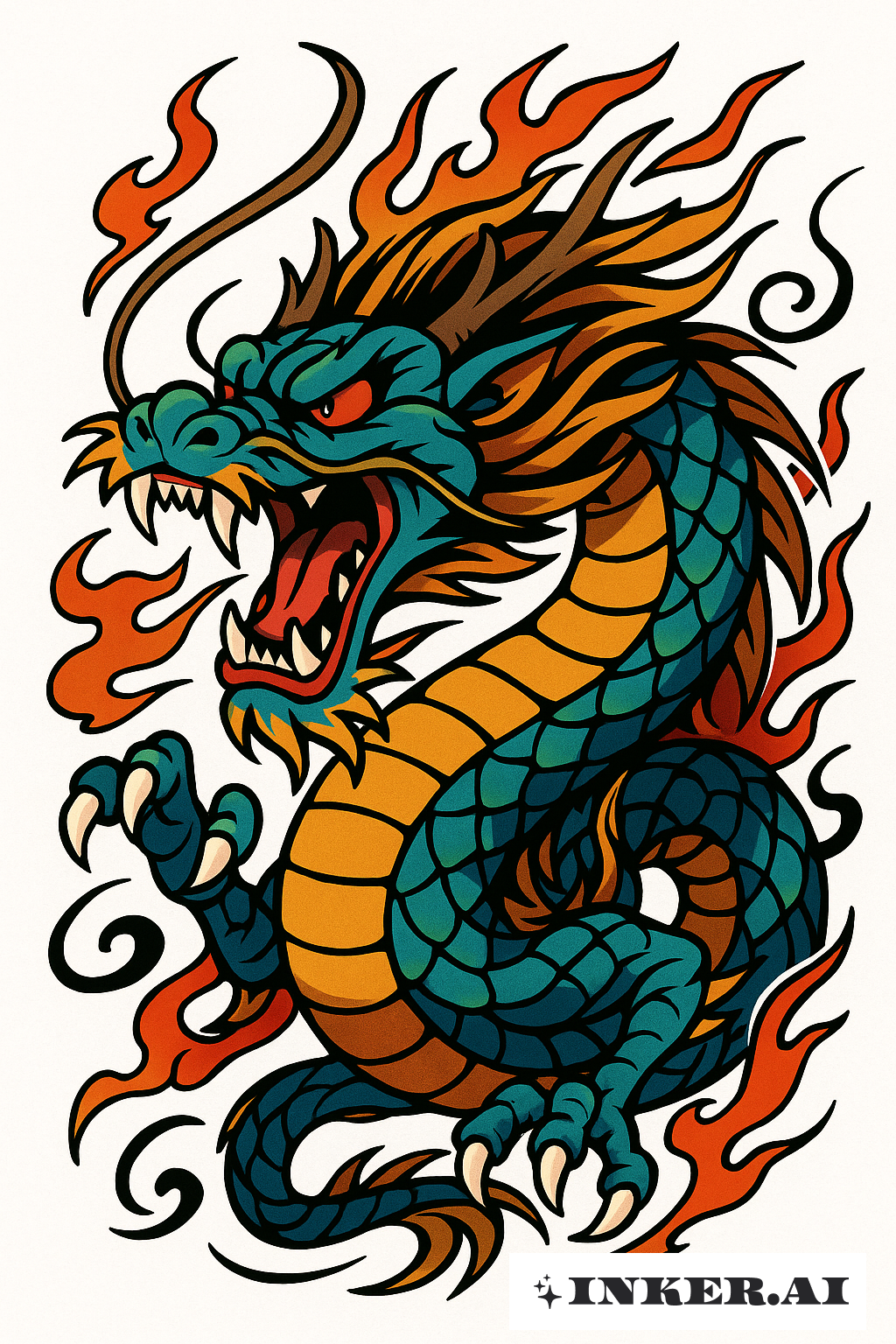 Cel-Shaded Roaring Japanese Dragon