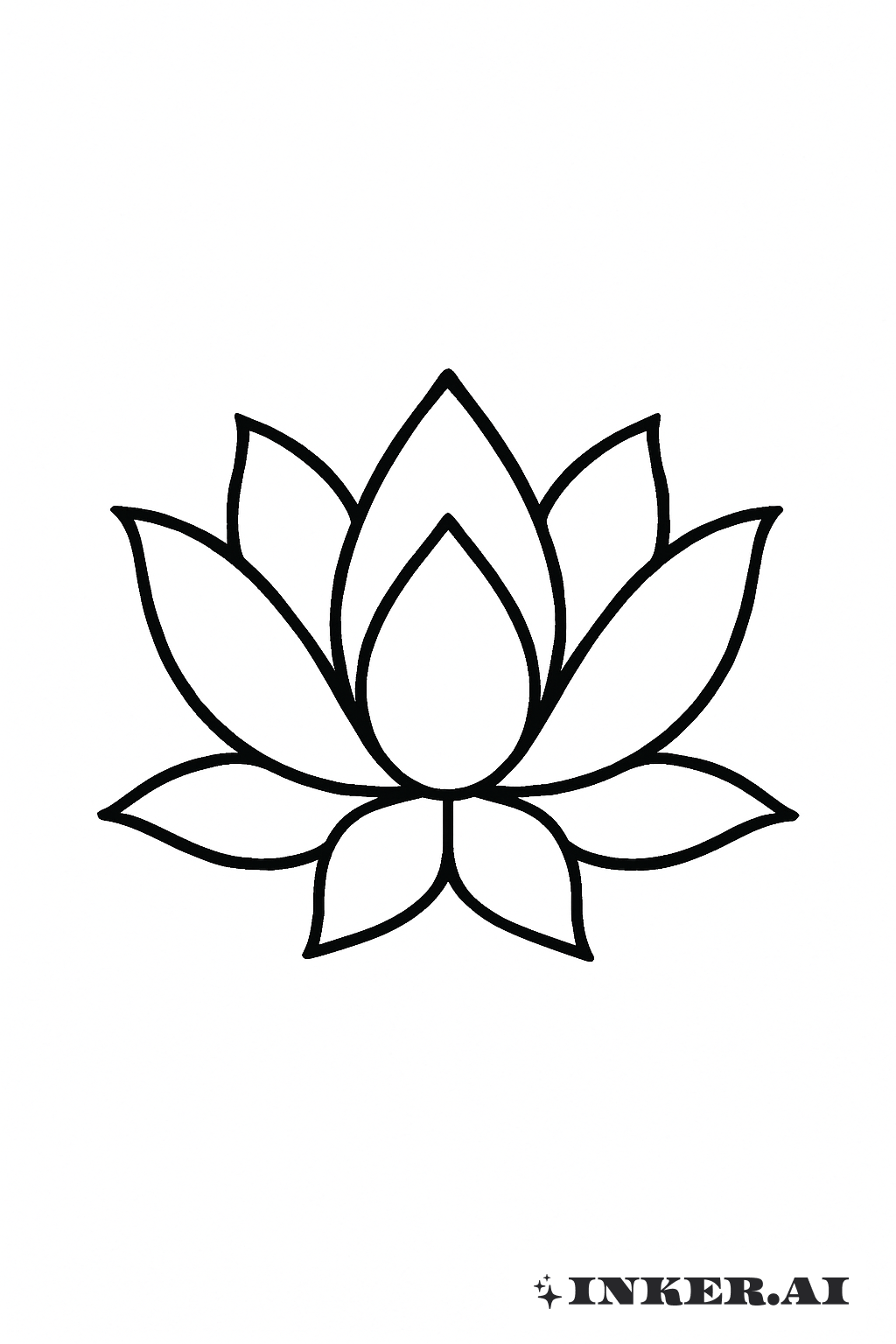 Clean Black and White Lotus Flower