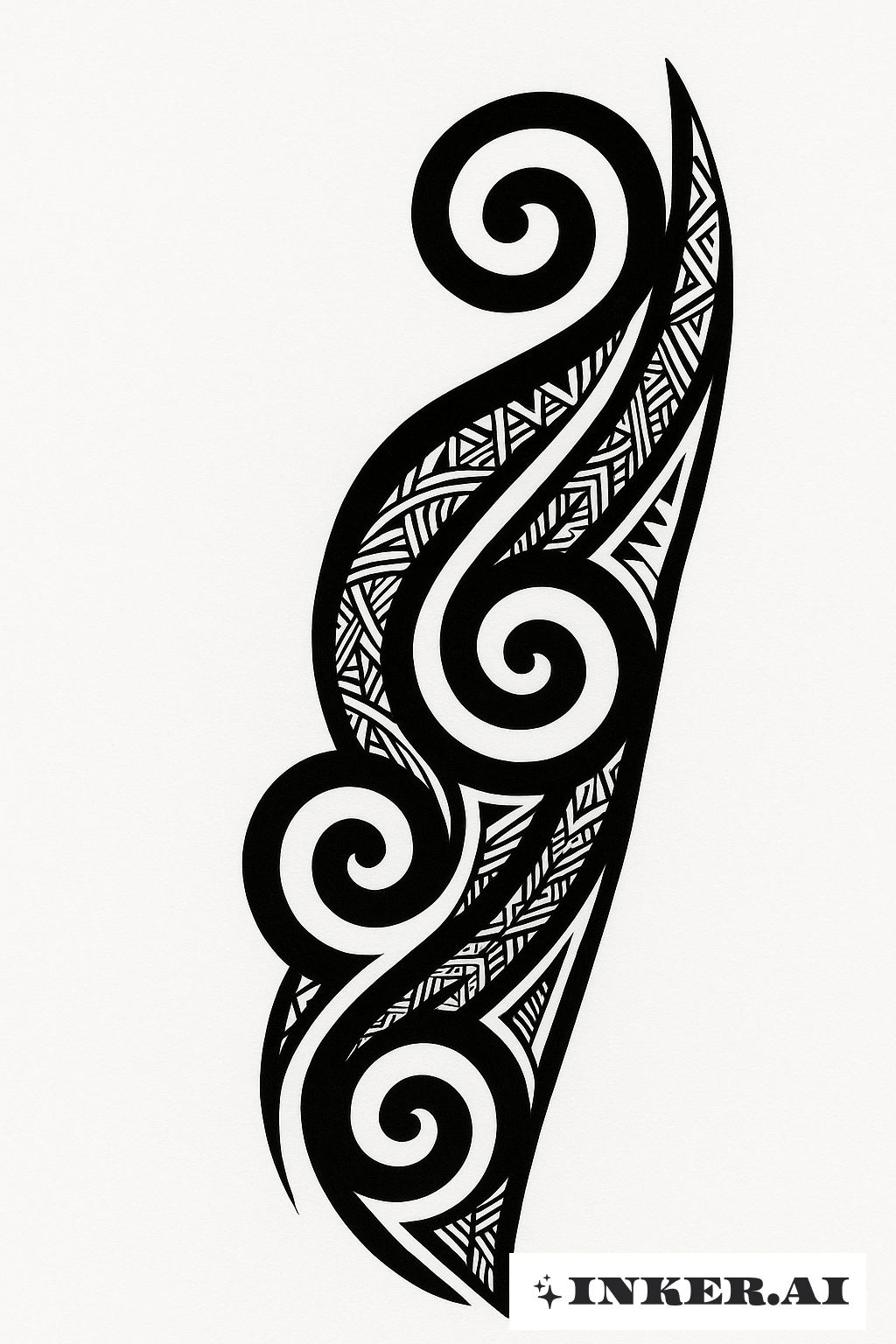 Espirais Koru Maori na Coxa