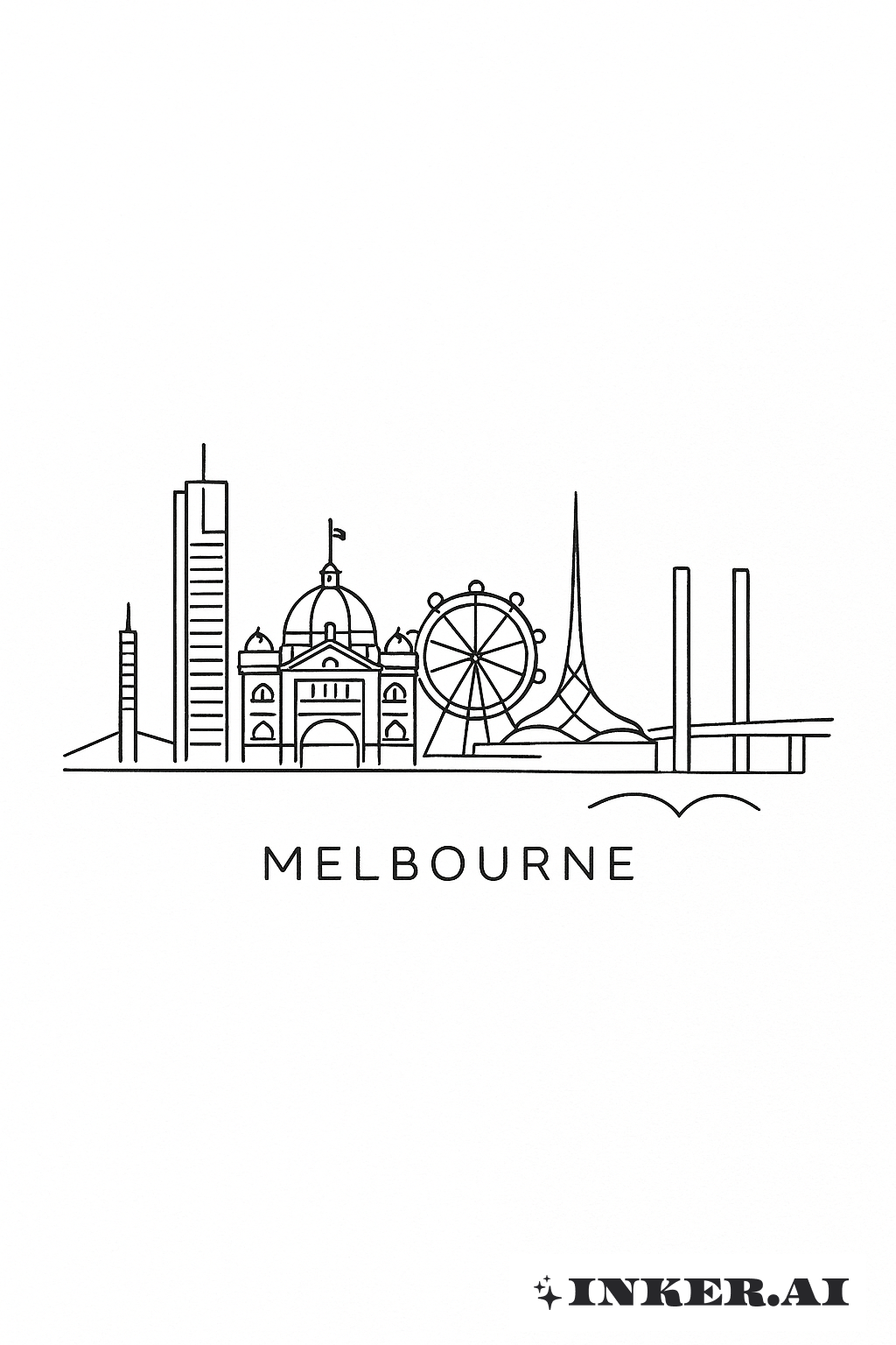Đường Nét Đơn Giản Đường Chân Trời Melbourne