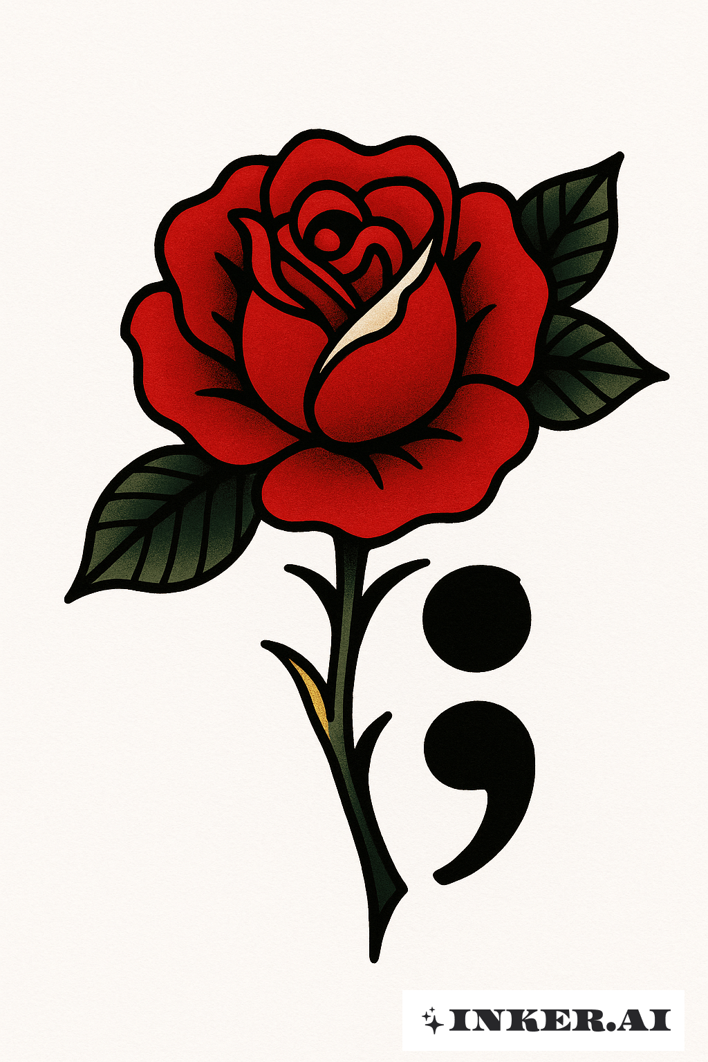 Bold Rose And A Semicolon