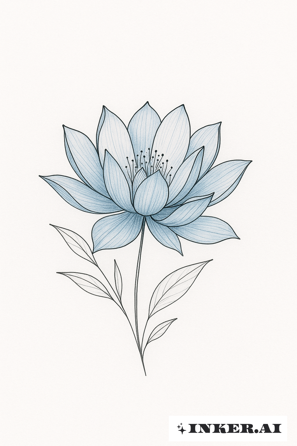 Single Needle Blue Water Lily Bloom