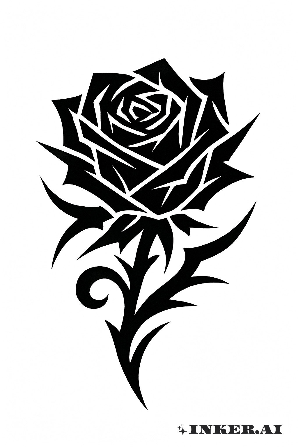 Sharp Edged Tribal Black Rose Bloom