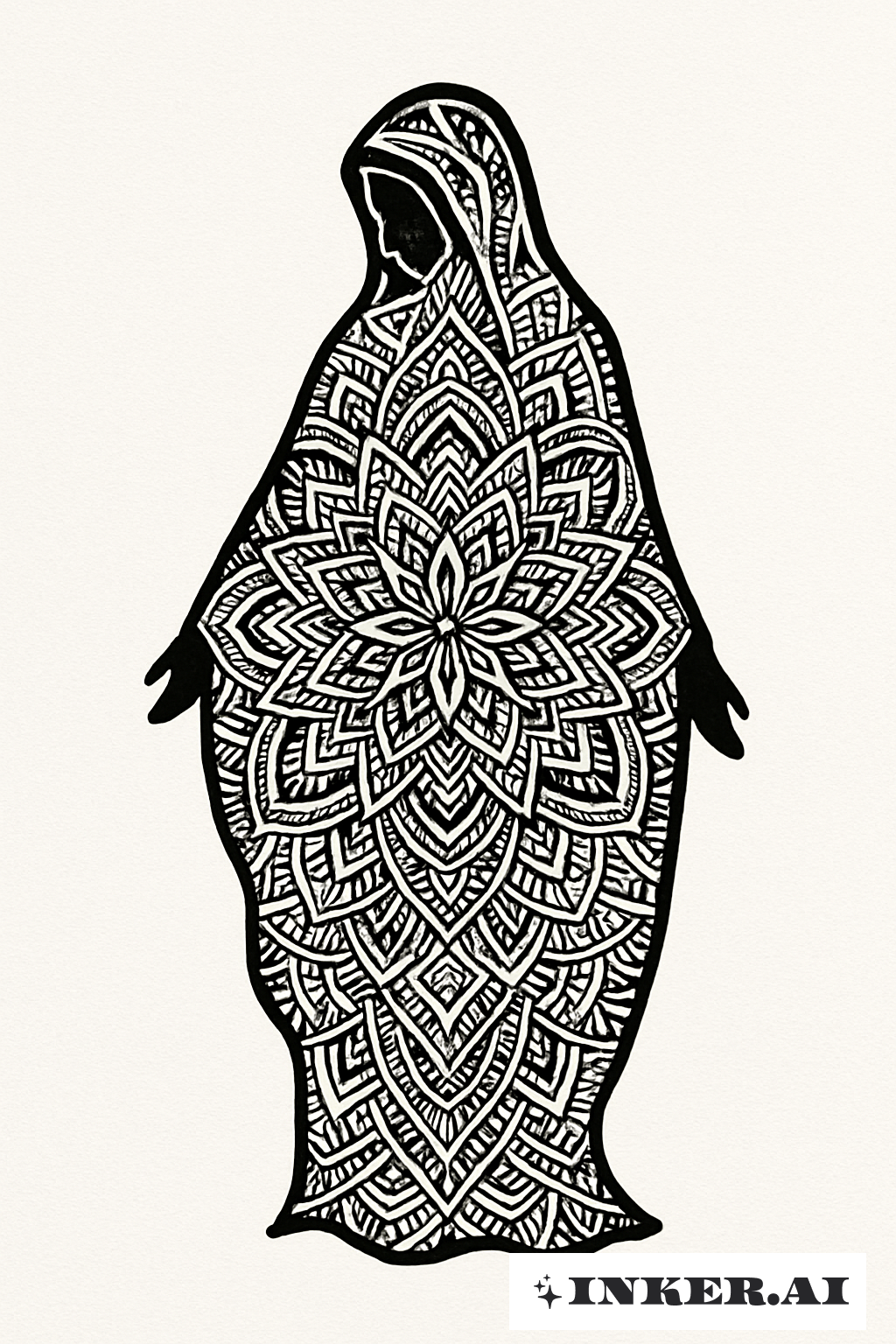 Hình bóng Đức Mẹ Maria được lấp đầy bằng một Mandala
