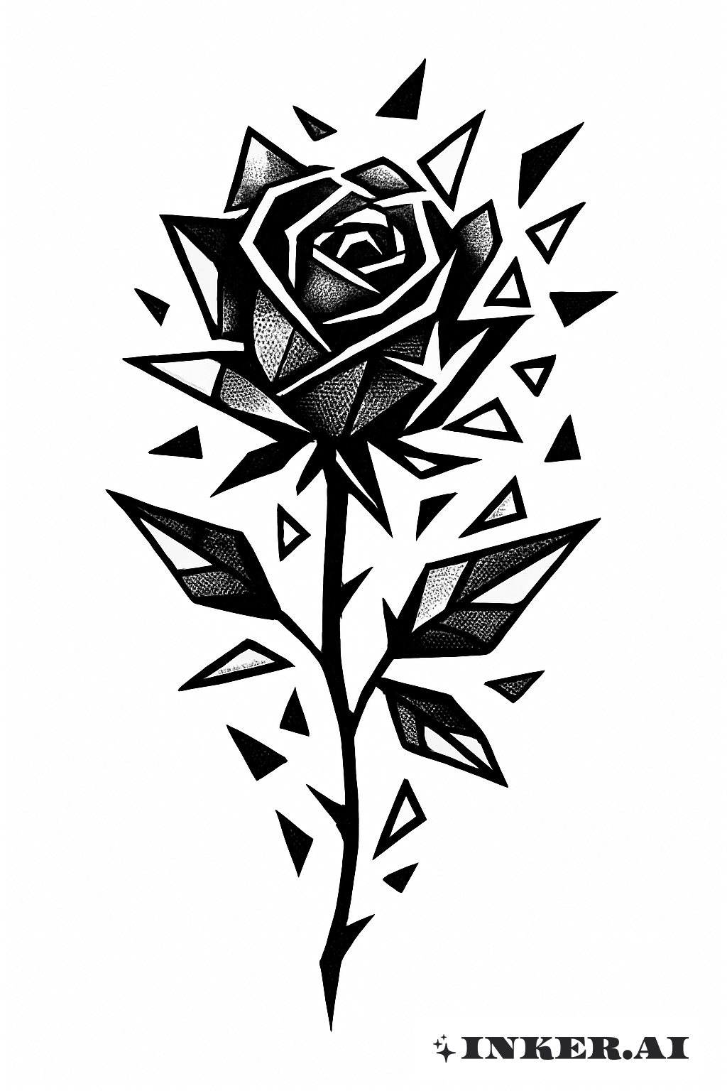 Fragmented Black Rose With Triangle Shards
