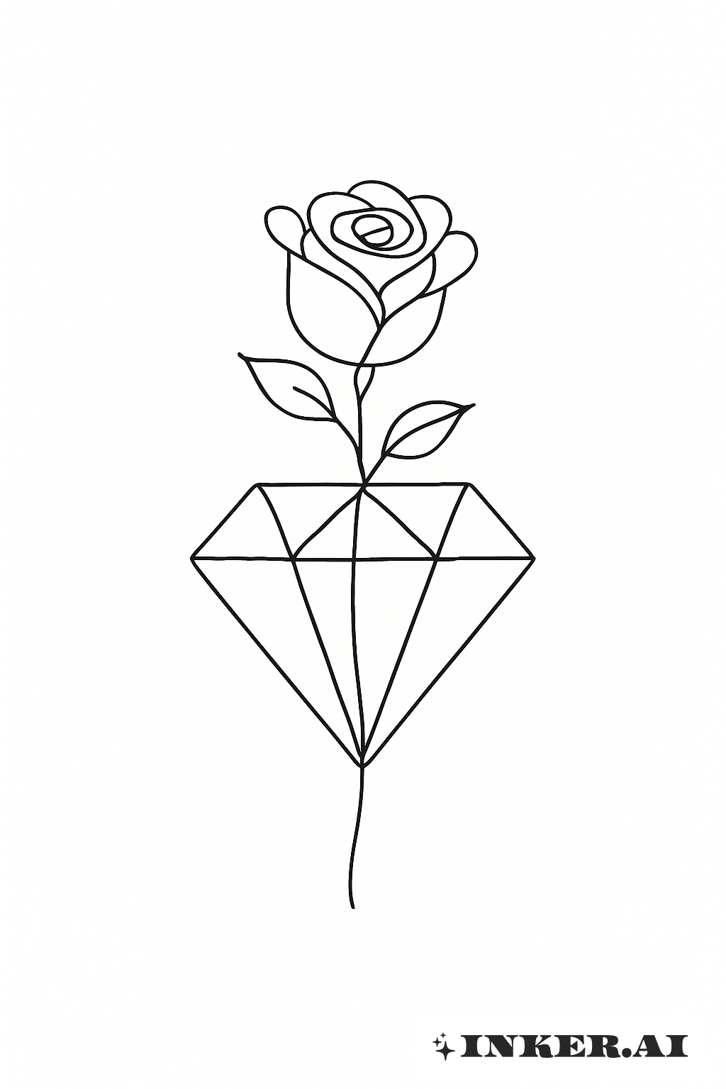 A Single Line Diamond And Rose