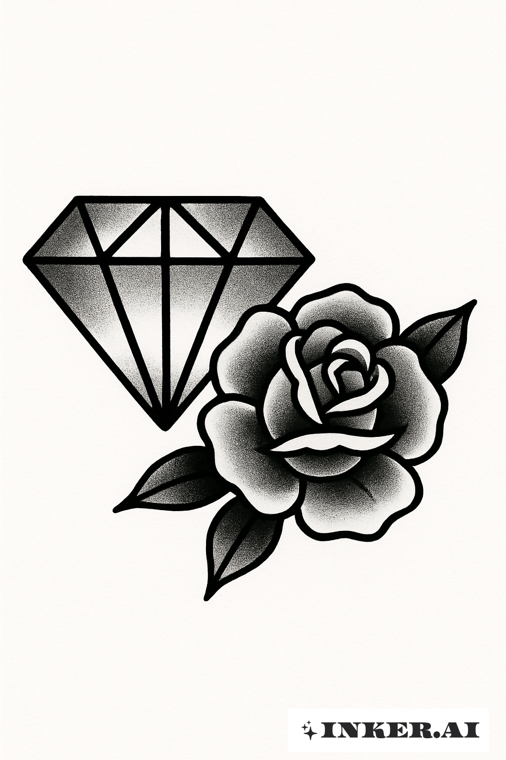 Black And Grey Diamond With A Rose