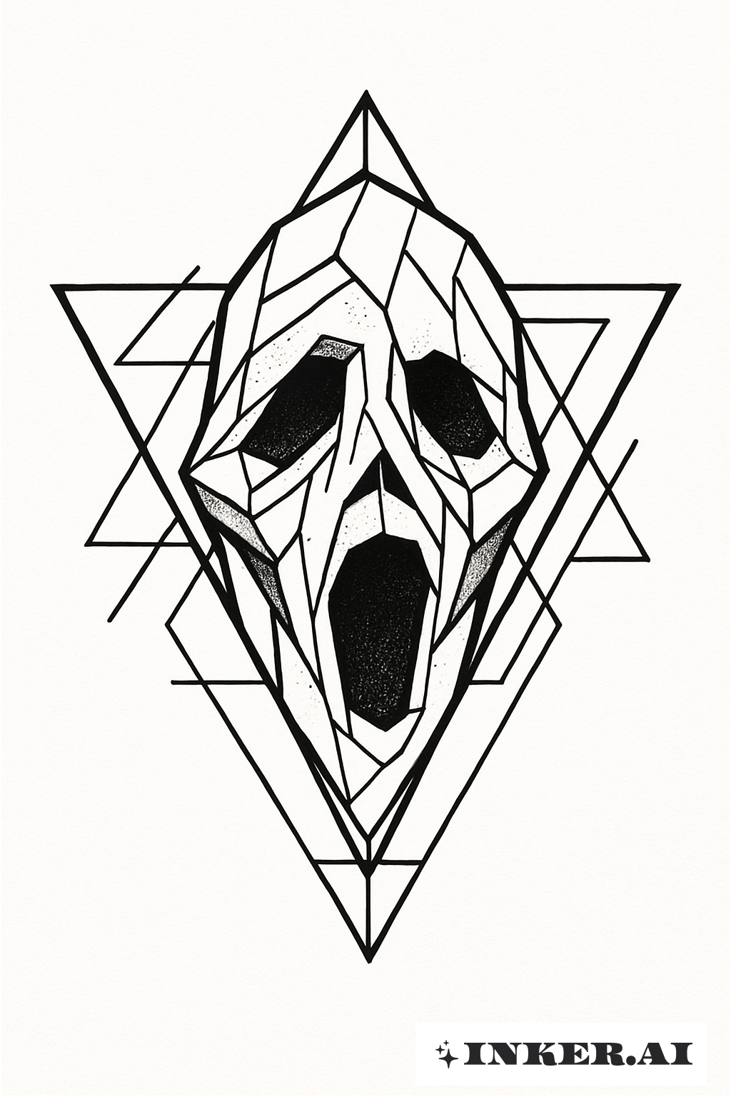 Abstract Ghost Face In A Triangle Frame