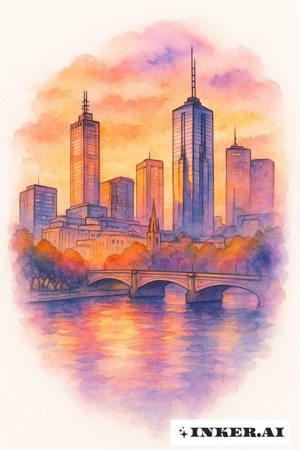 Đường Chân Trời Hoàng Hôn Thành Phố Melbourne