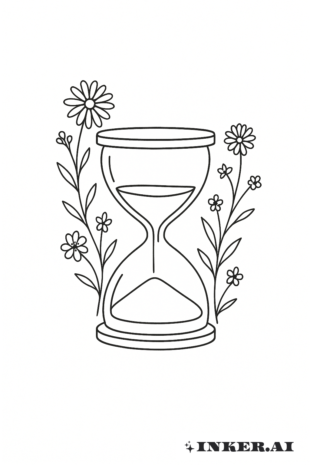 Sablier avec Simples Fleurs Sauvages