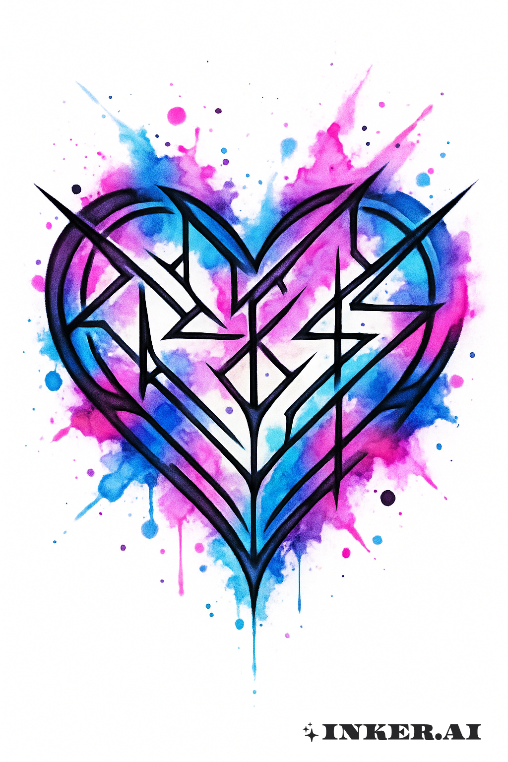 Splattered Cyber Sigilism Digital Heart