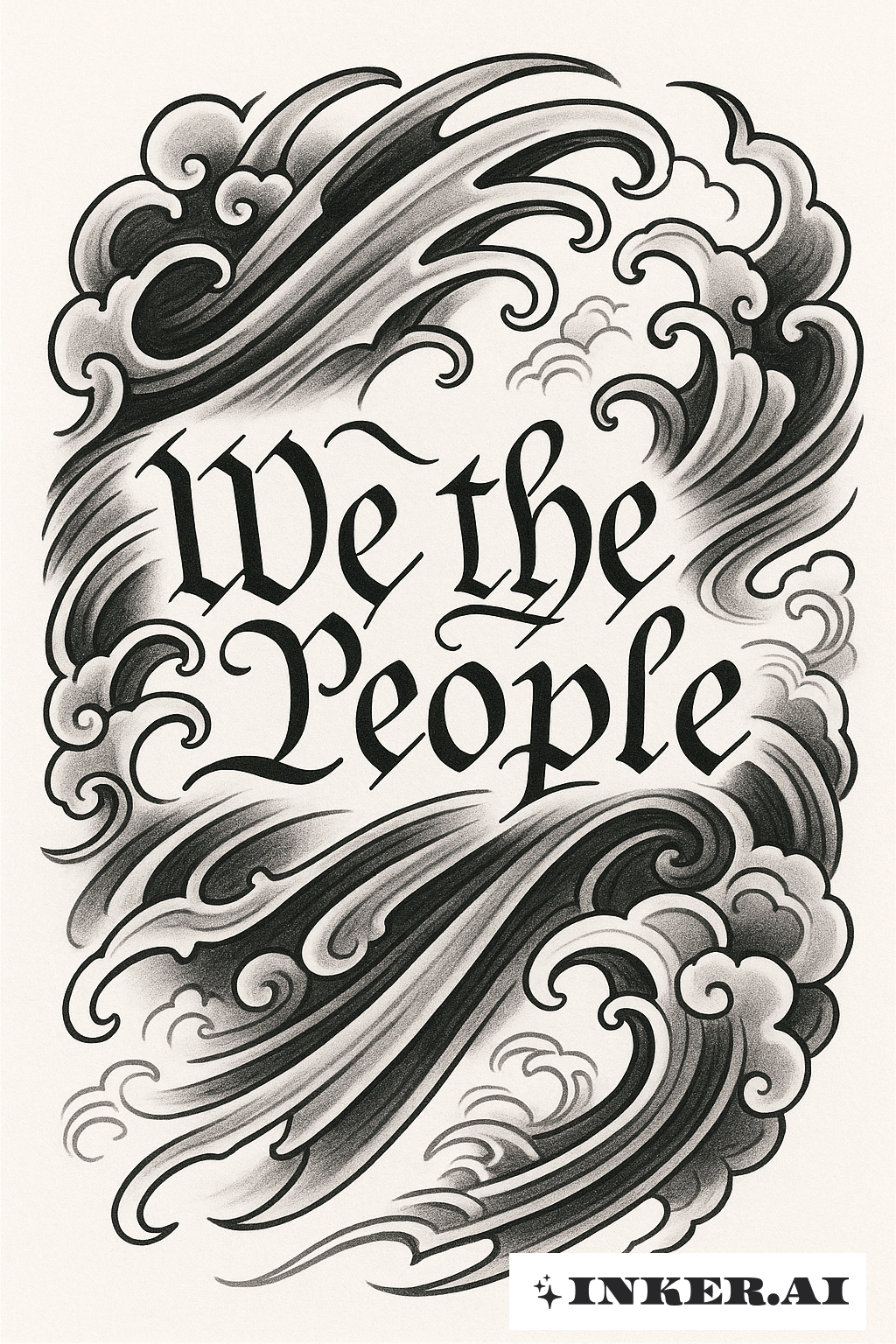 人民被入墨的風紋所環繞