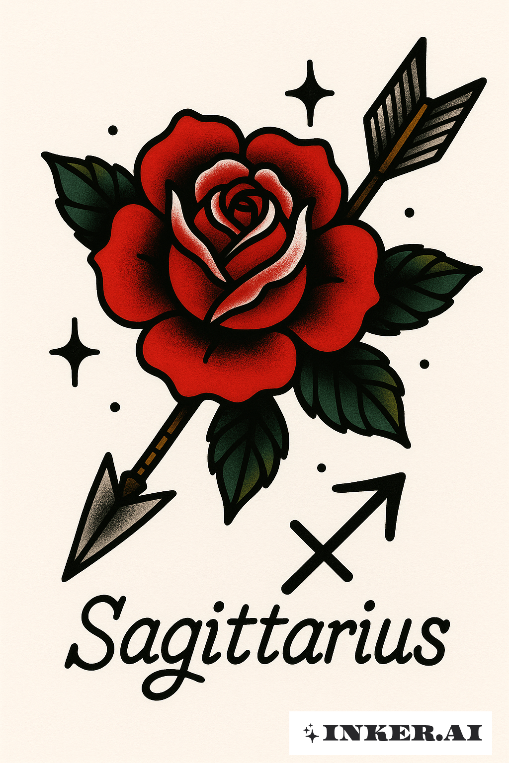 Uma Flecha Através de uma Rosa Sagitário