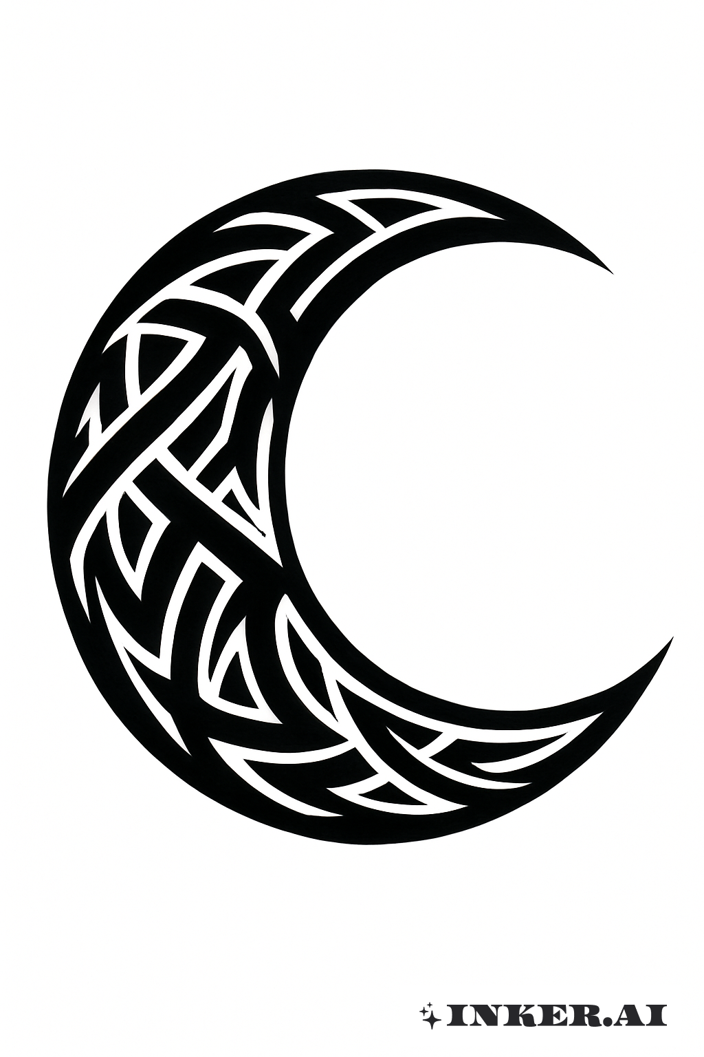 Bold Tribal Pattern Crescent Moon