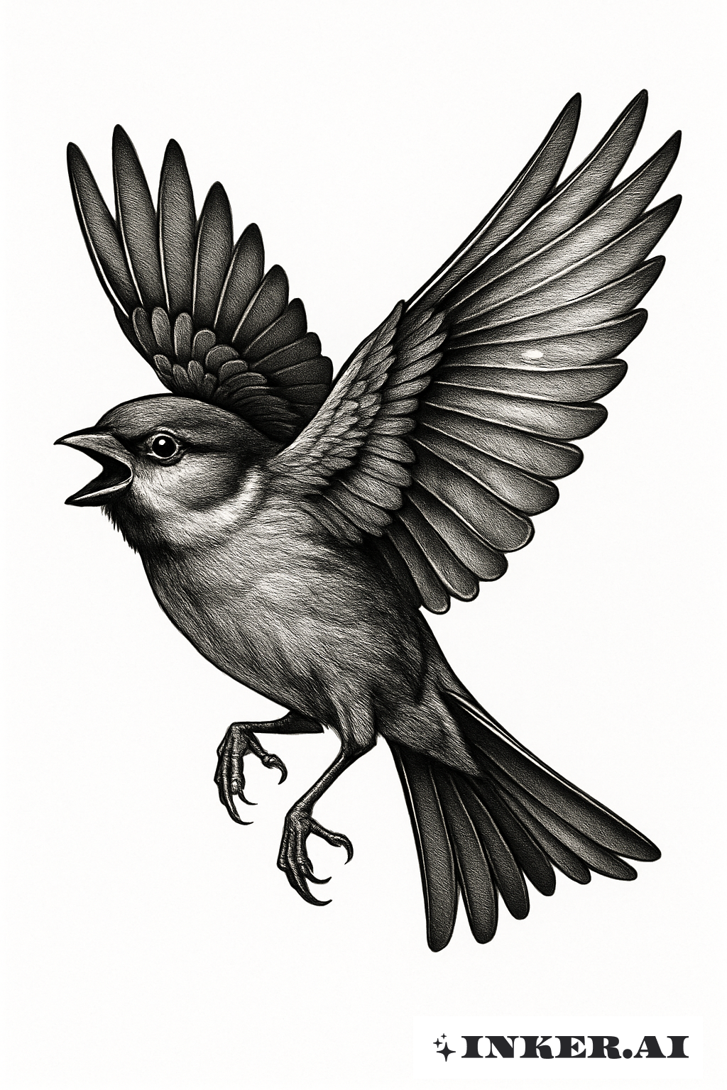 A Sparrow In Mid-Flight