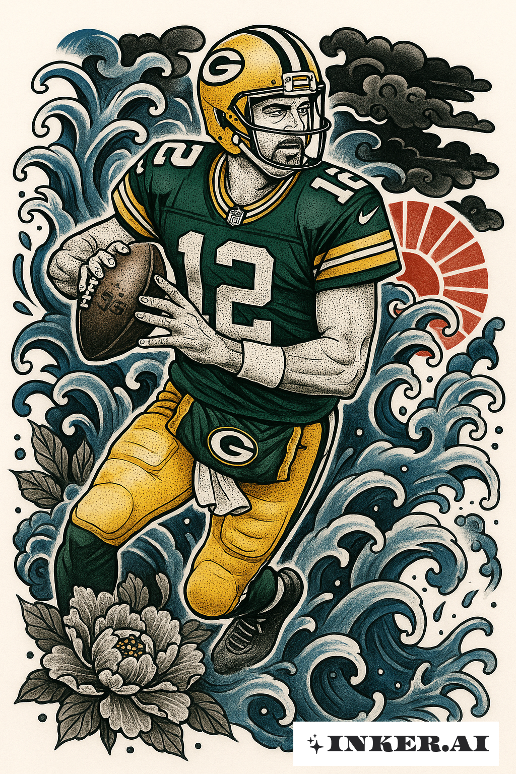 Aaron Rodgers 與日本風格波浪