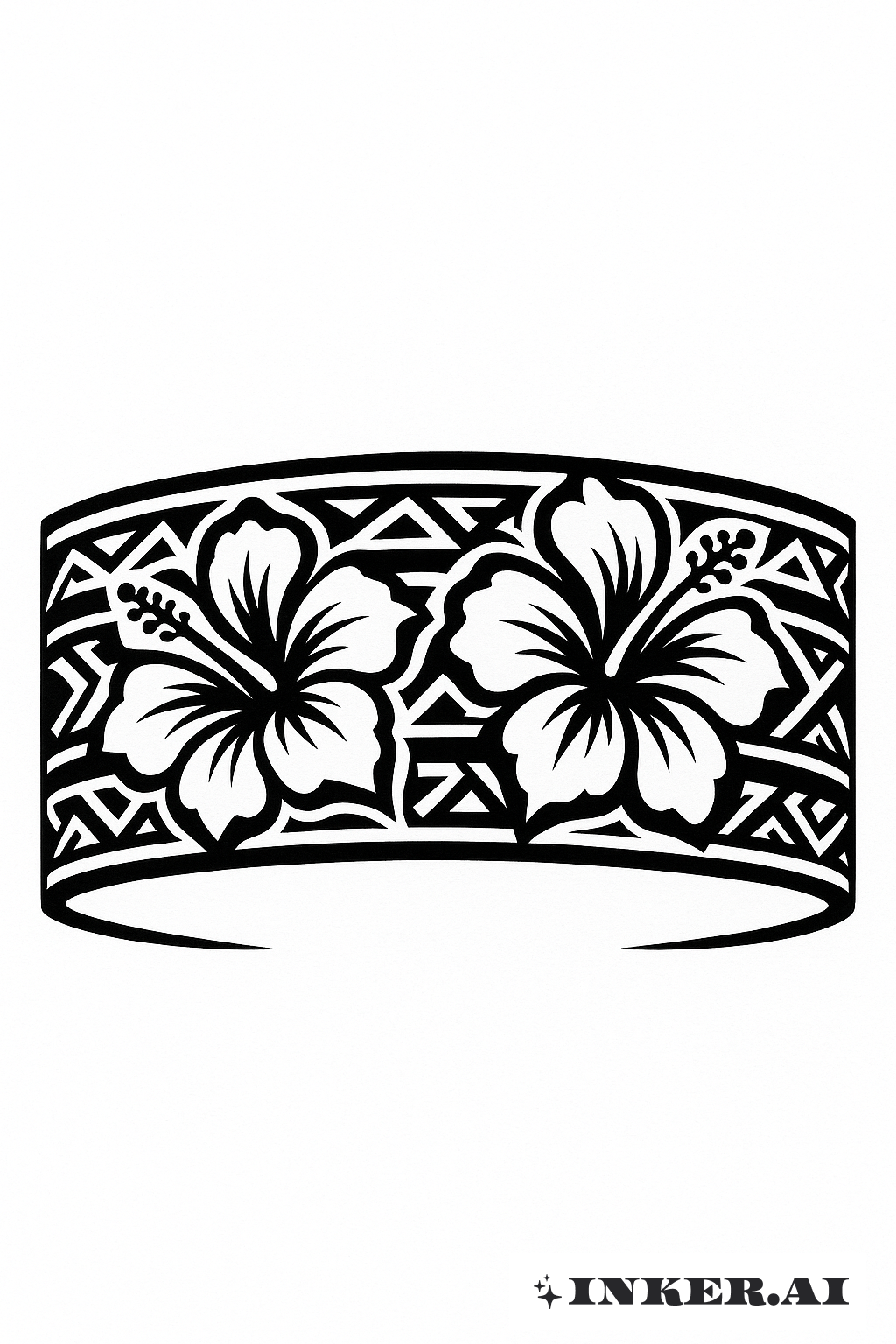 Tribal Band With Hibiscus Motifs