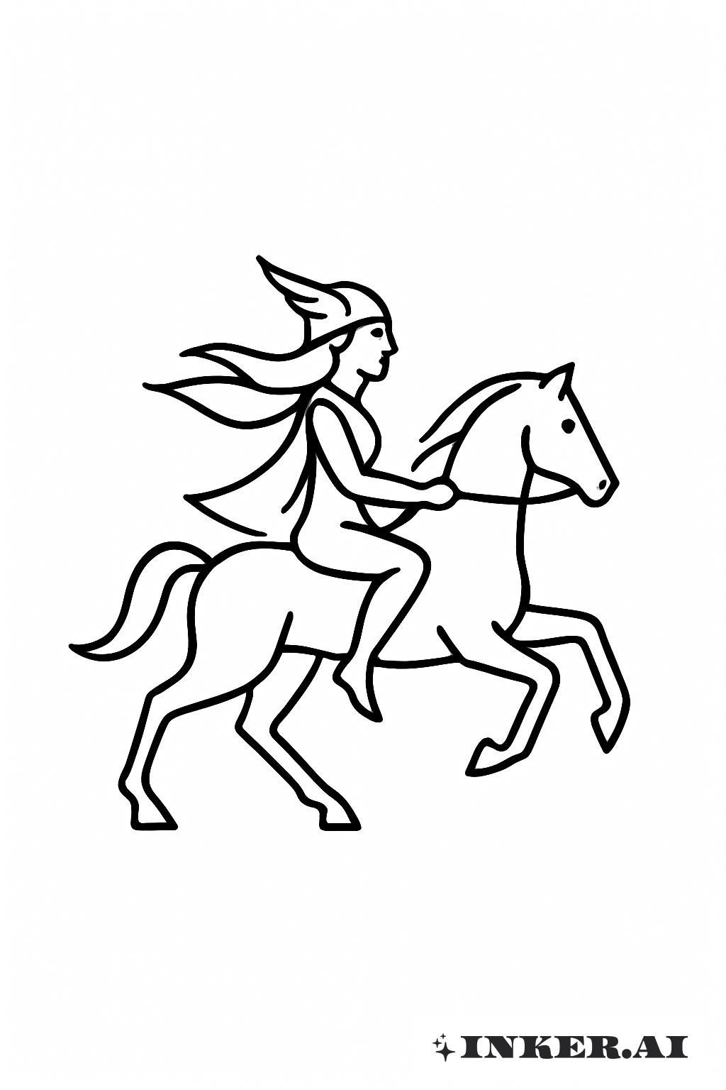 Tiny Valkyrie On Horseback Silhouette