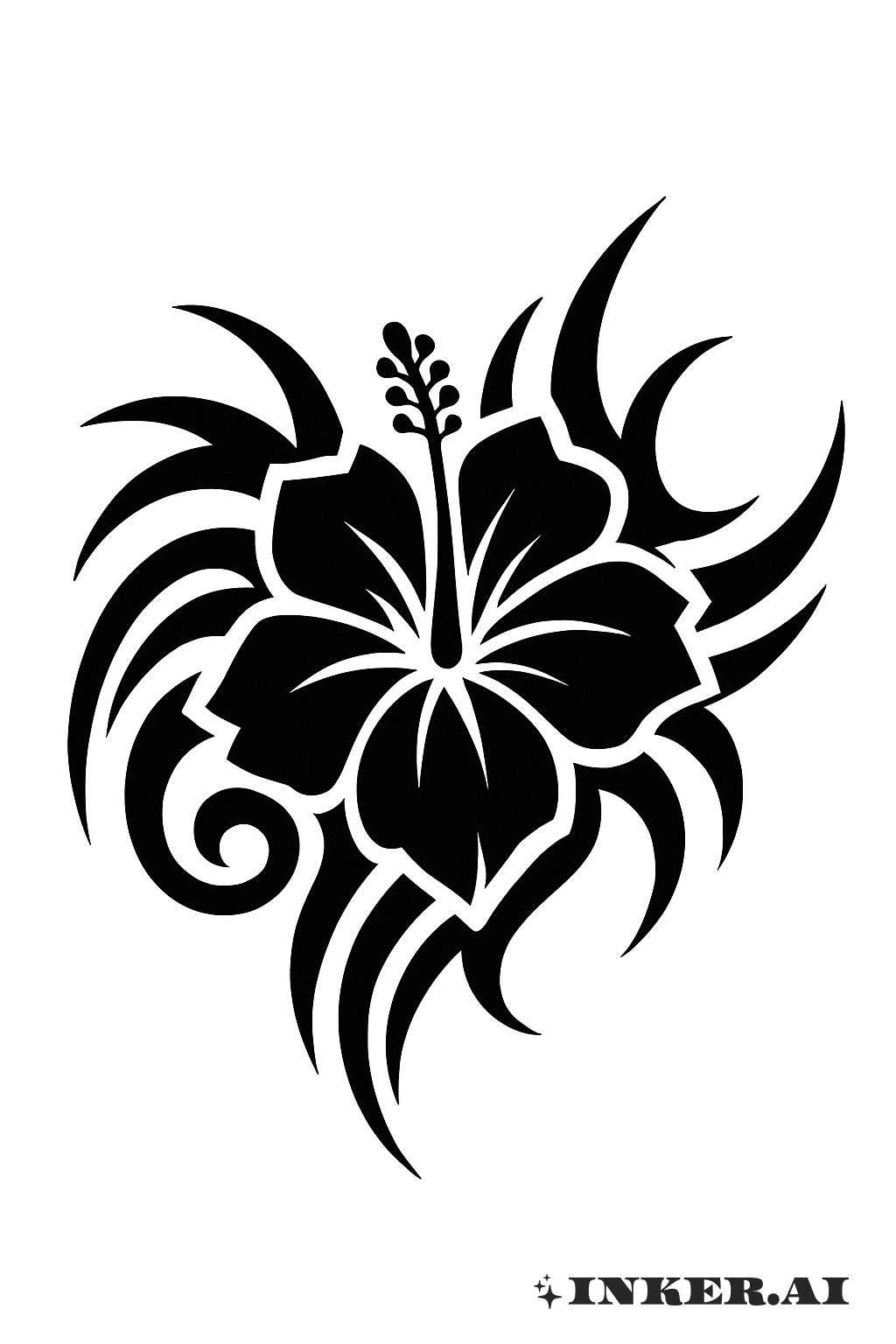Bold Black Tribal Hibiscus