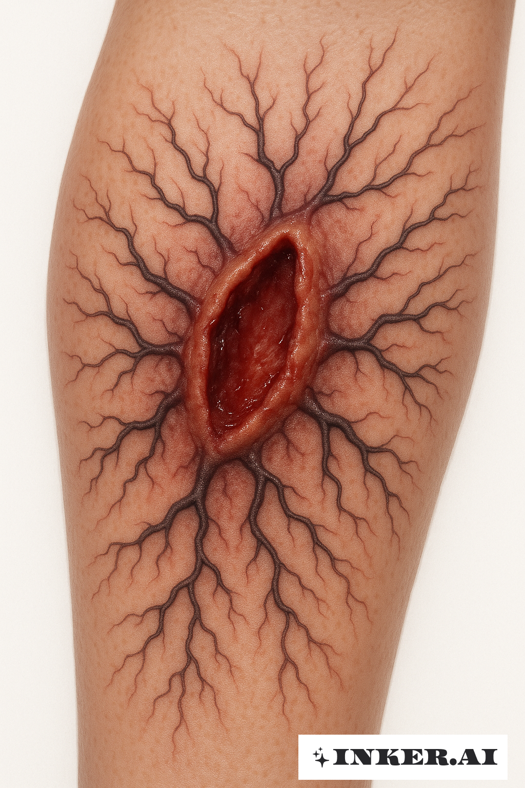 Veines infectées se propageant à partir d'une blessure réaliste