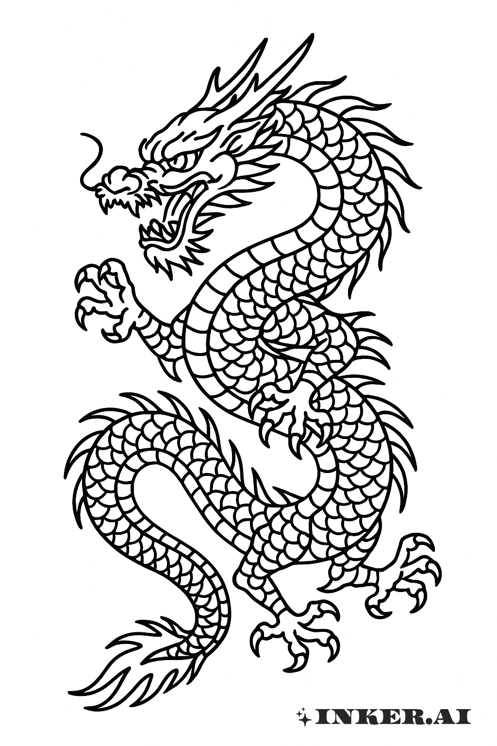 Dragão Japonês Tradicional em Blackwork