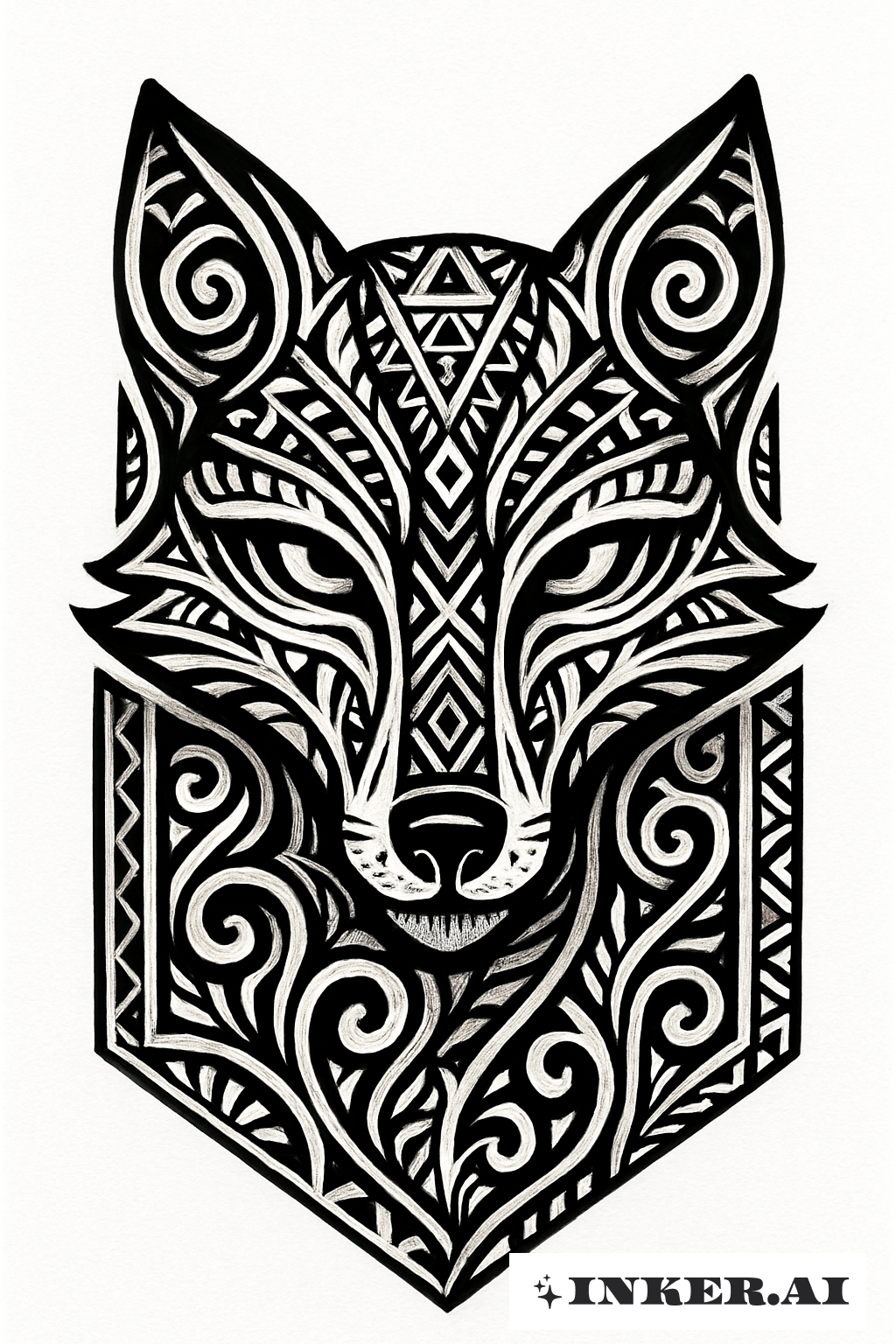 Un Masque de Renard Tribal de Style Polynésien