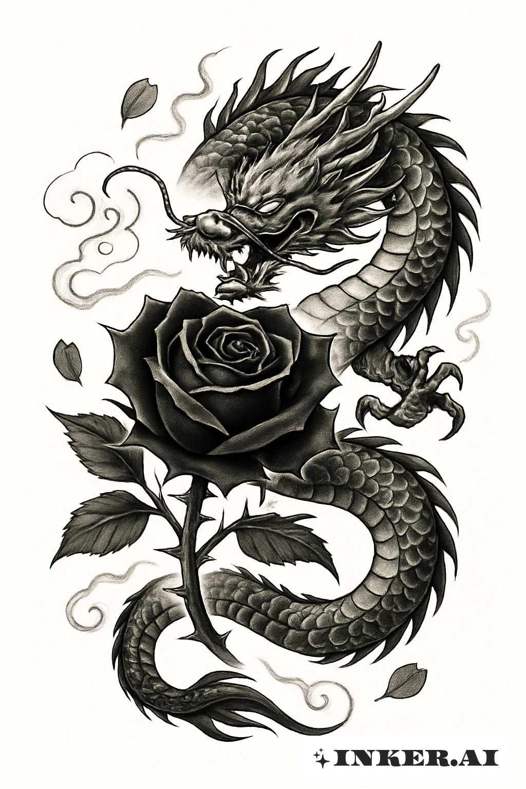 Forbidden Black Rose Guarded By A Dragon