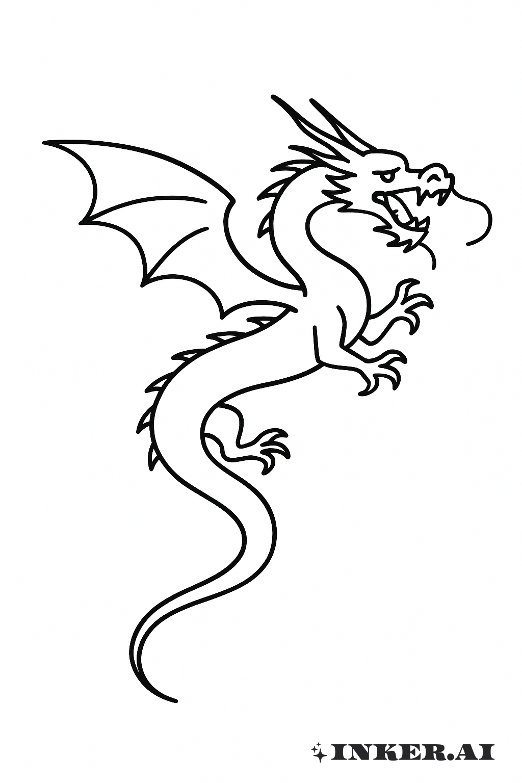 Esboço Simples de Dragão Japonês