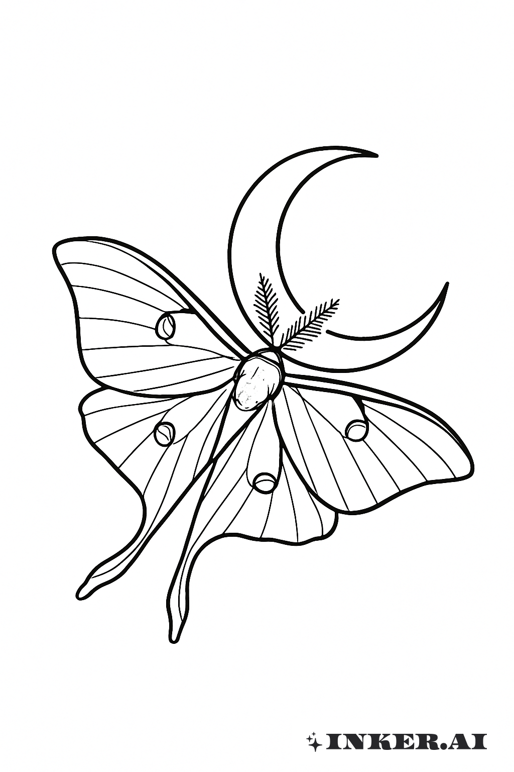 The Luna Moth And Crescent Moon