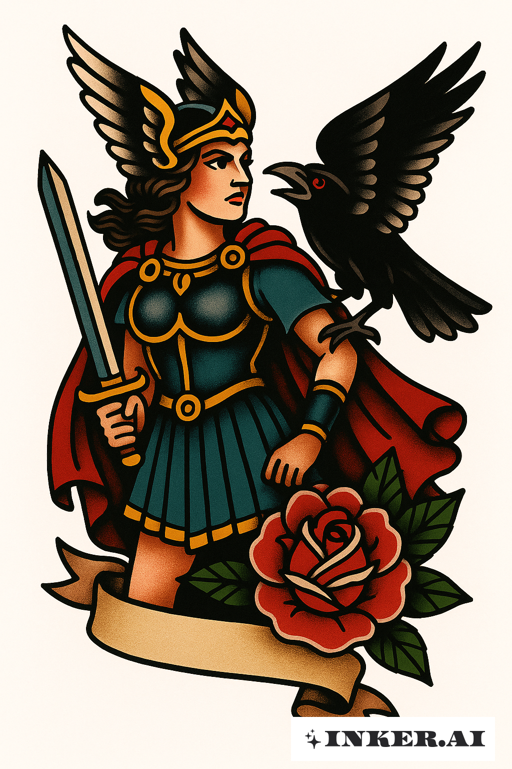 Valkyrie And Her Raven Companion