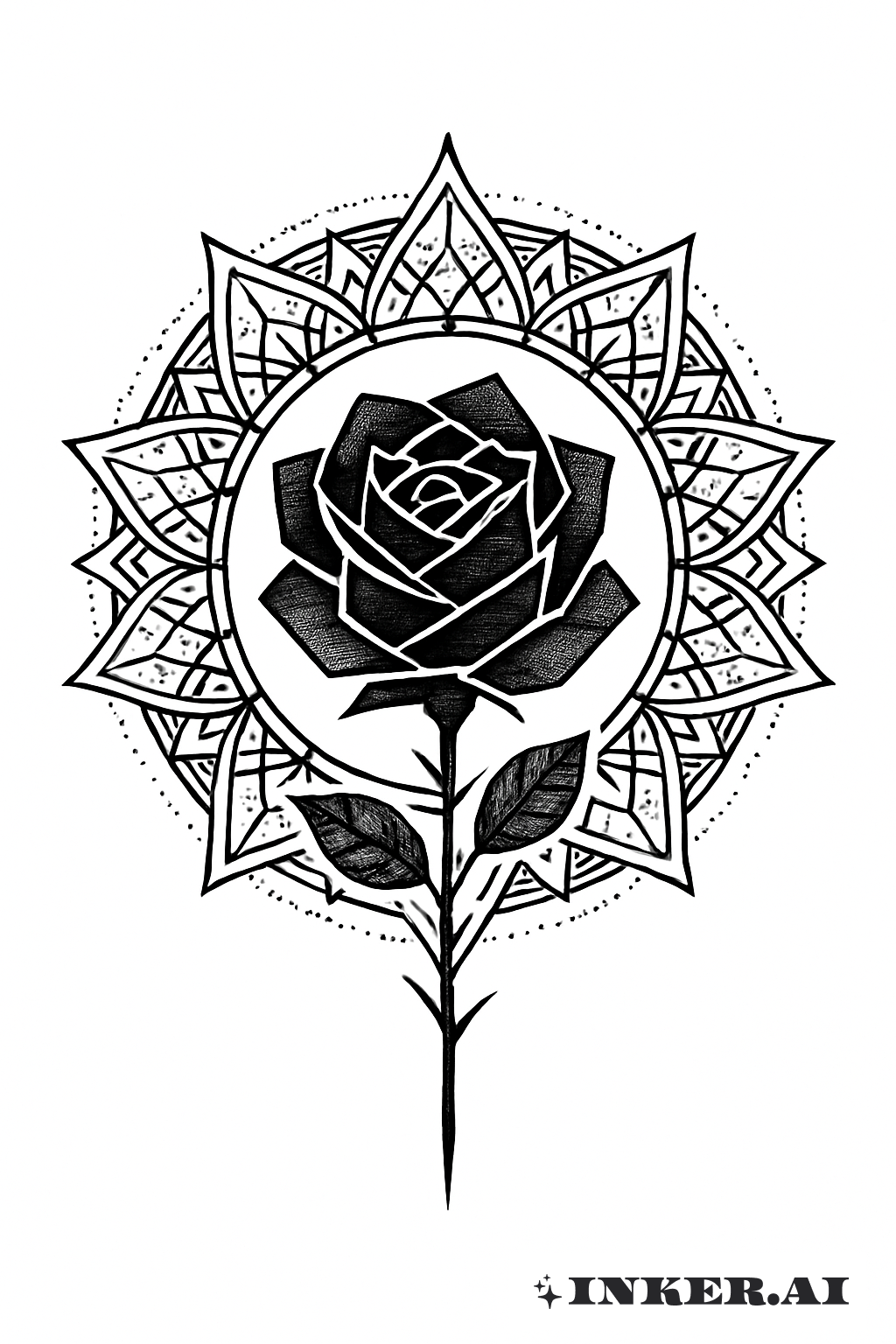 A Sacred Mandala Of The Black Rose