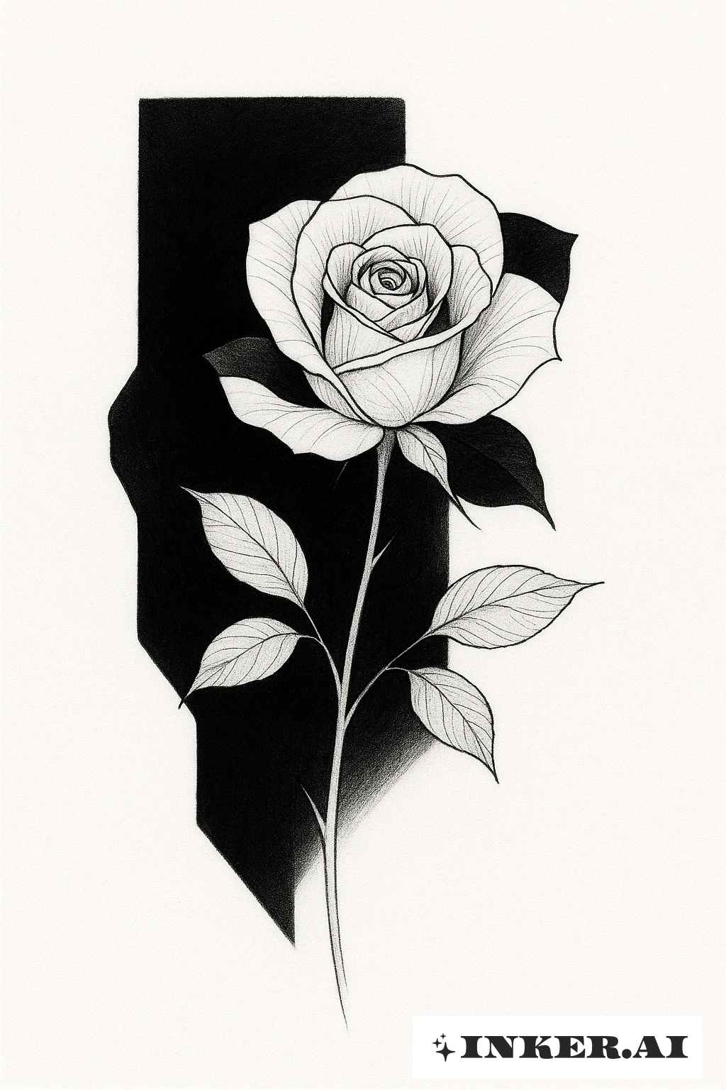 섬세한 장미 네거티브 스페이스 블랙아웃
