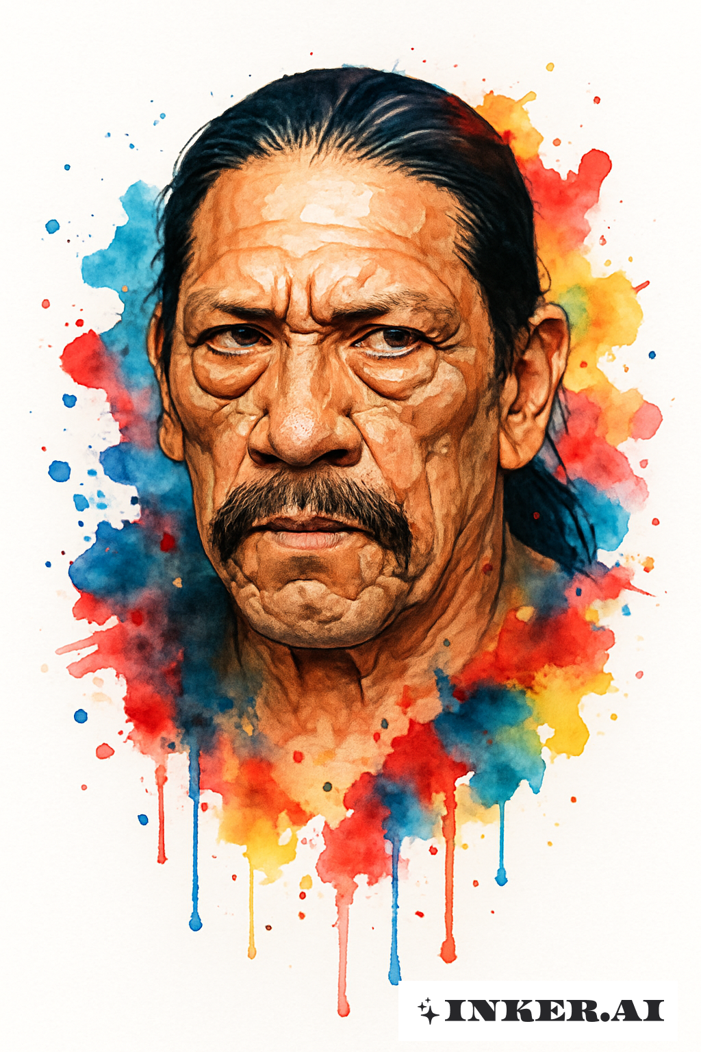 Danny Trejo Porträt mit Farbspritzern