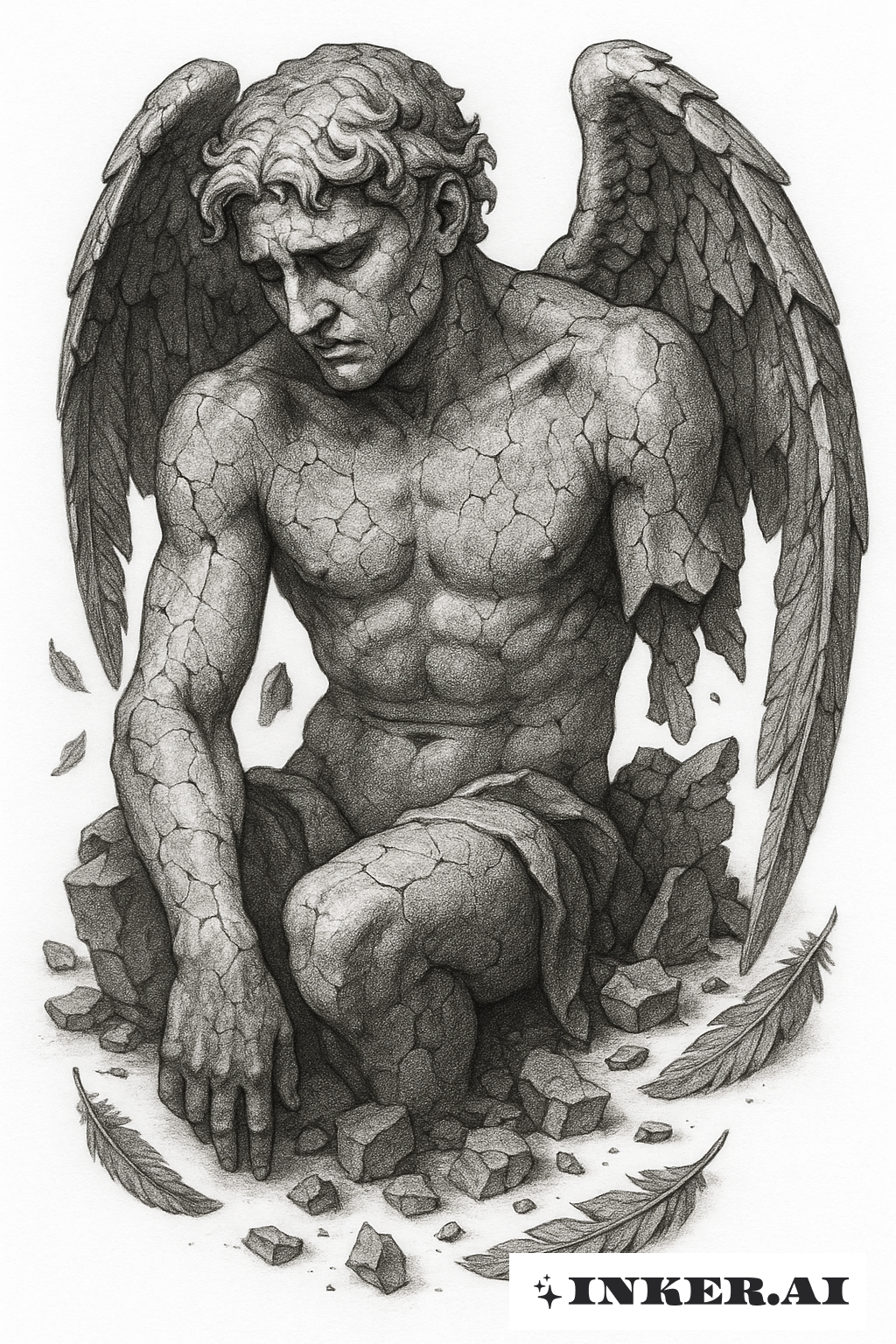 イカロスの堕落した石像