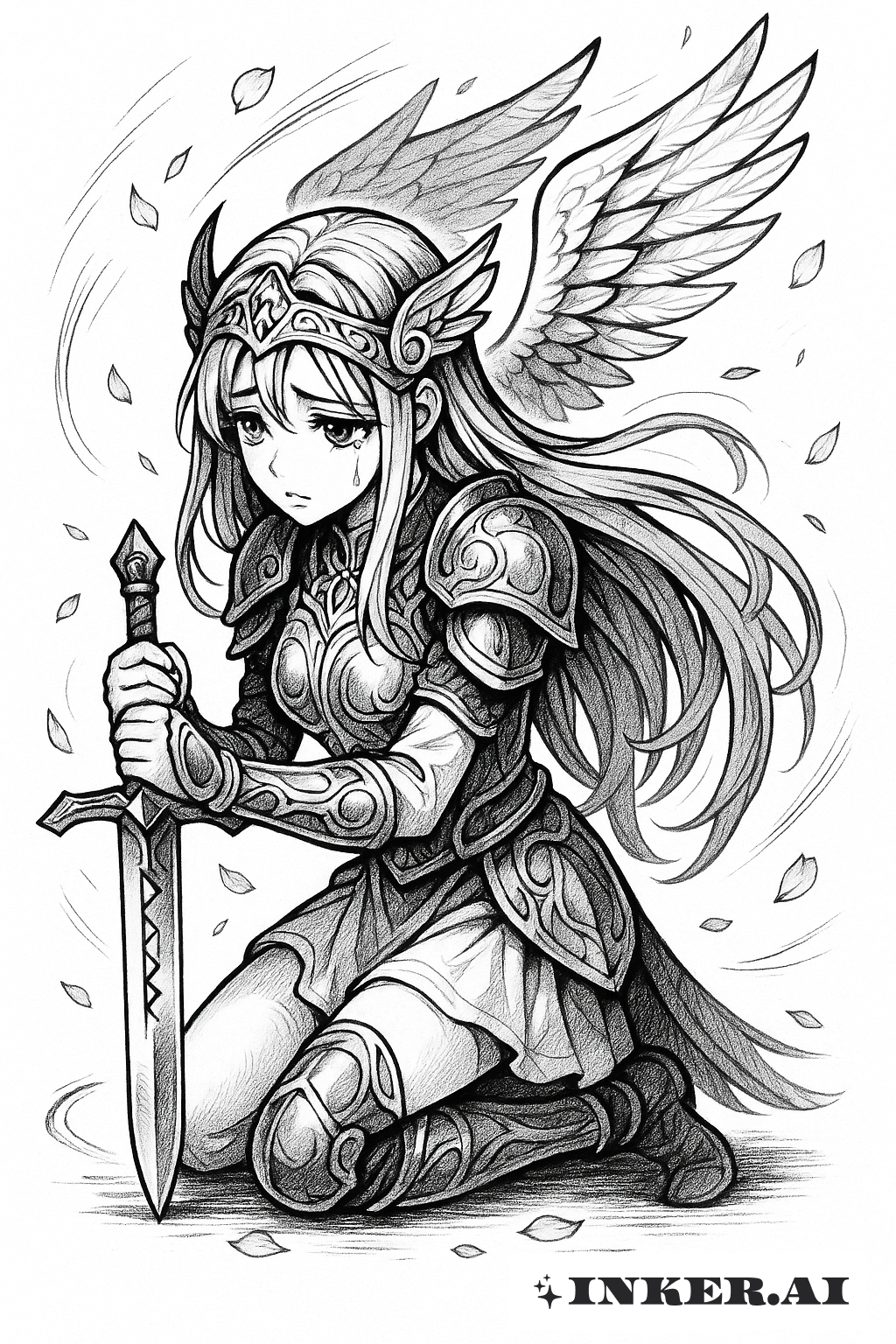 Manga Style Sorrowful Valkyrie