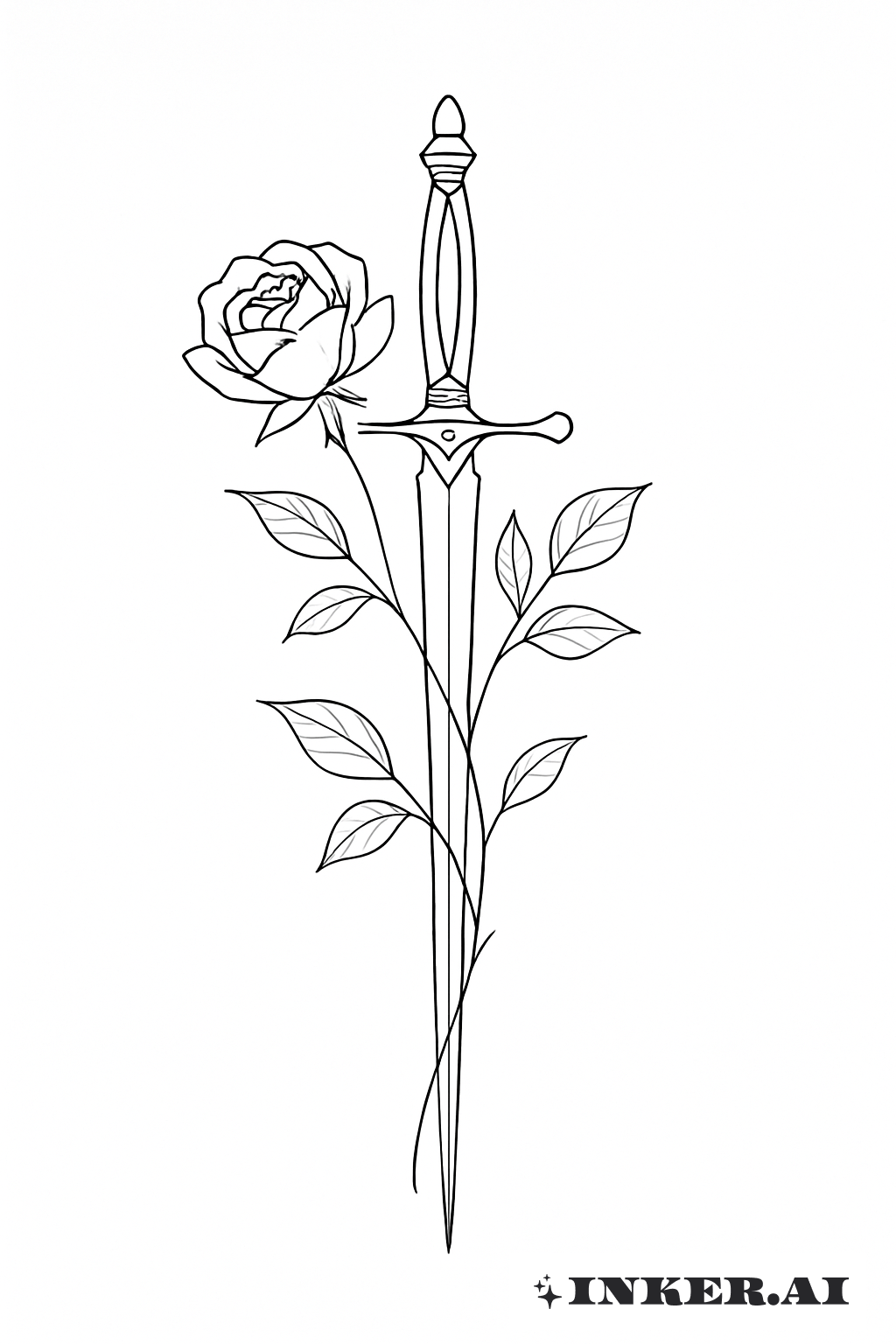 Ms 13 Dolch mit einer einzelnen Rose