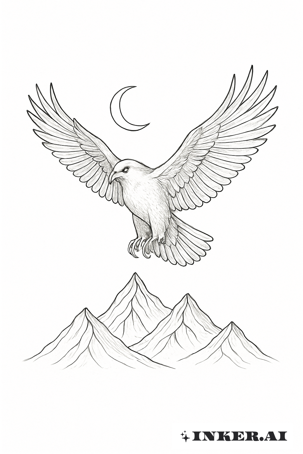 Águia Lunar Sobre Picos de Montanhas