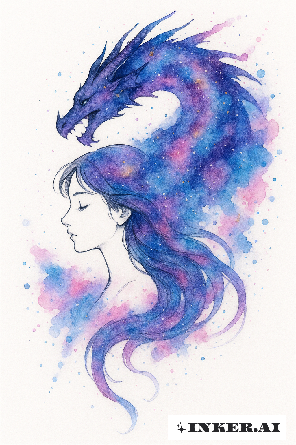 The Girl With The Dragon As A Nebula Splash