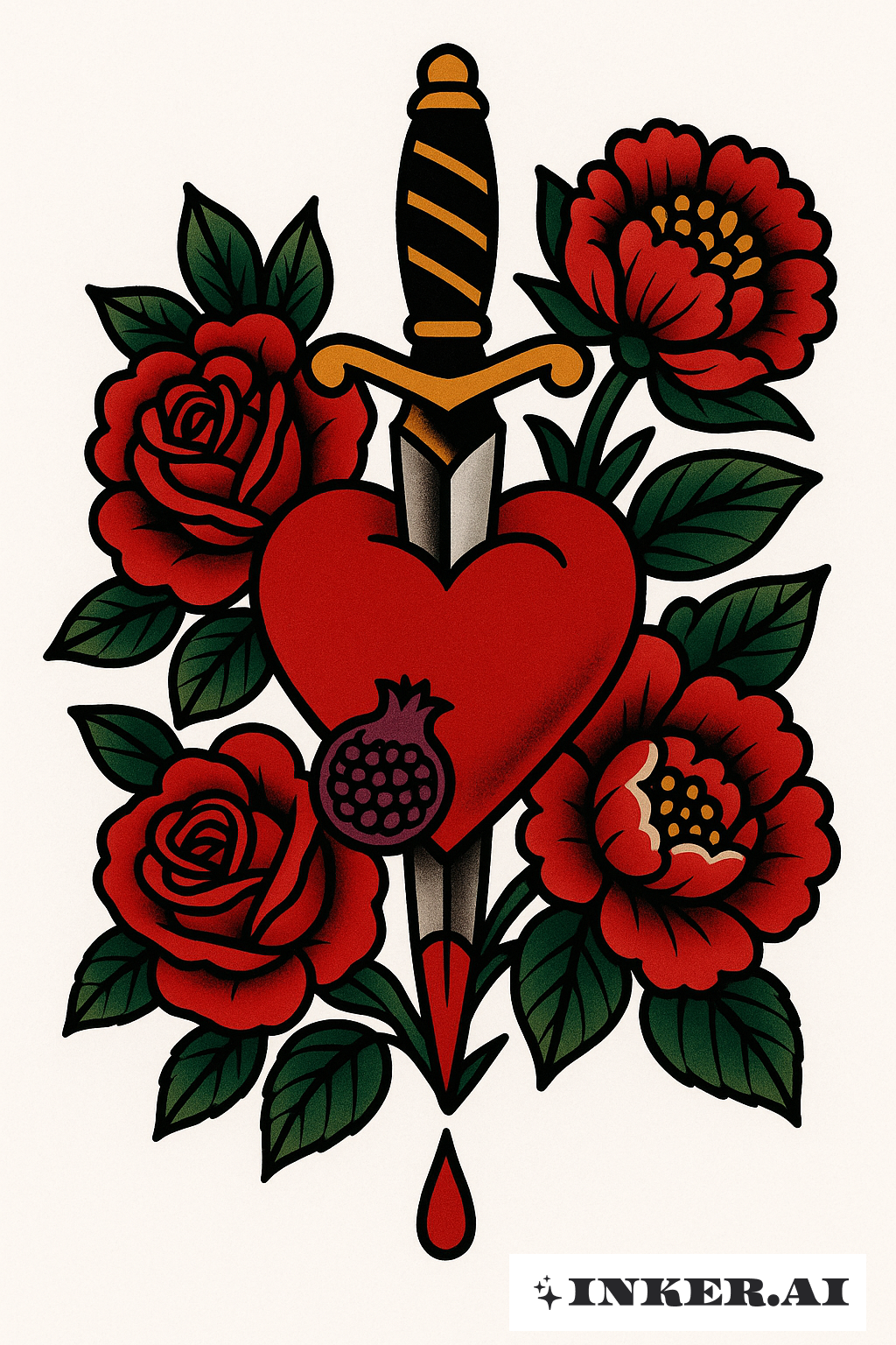 A Dagger Through Persephone's Heart And Flowers