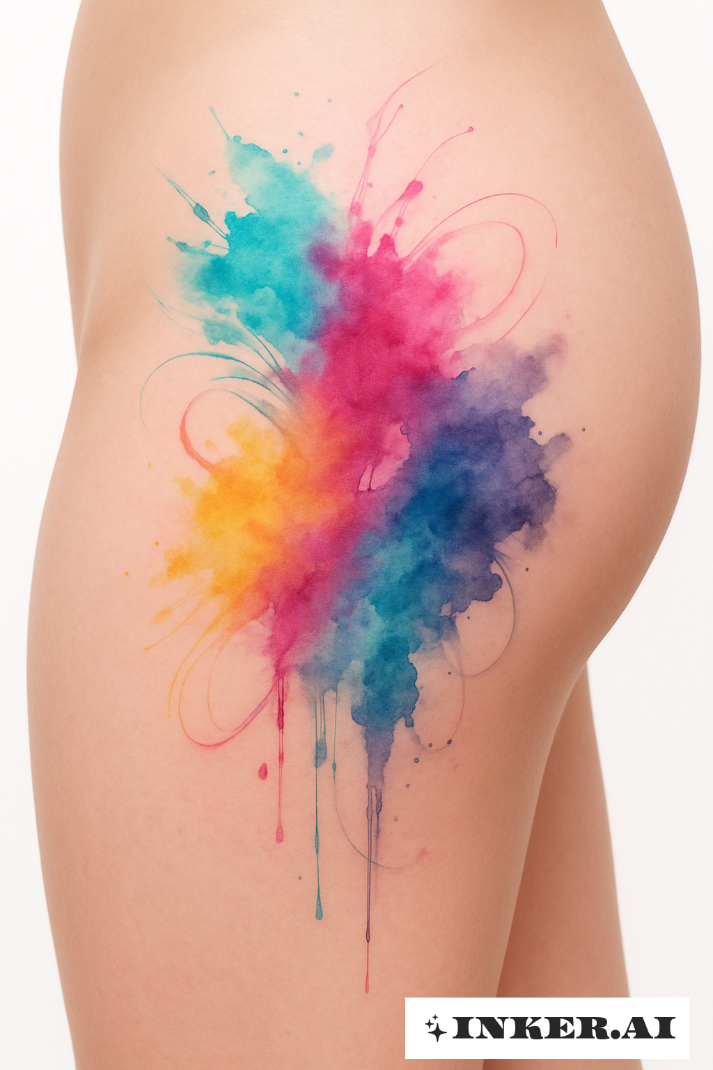 Salpico Abstrato de Tinta na Coxa