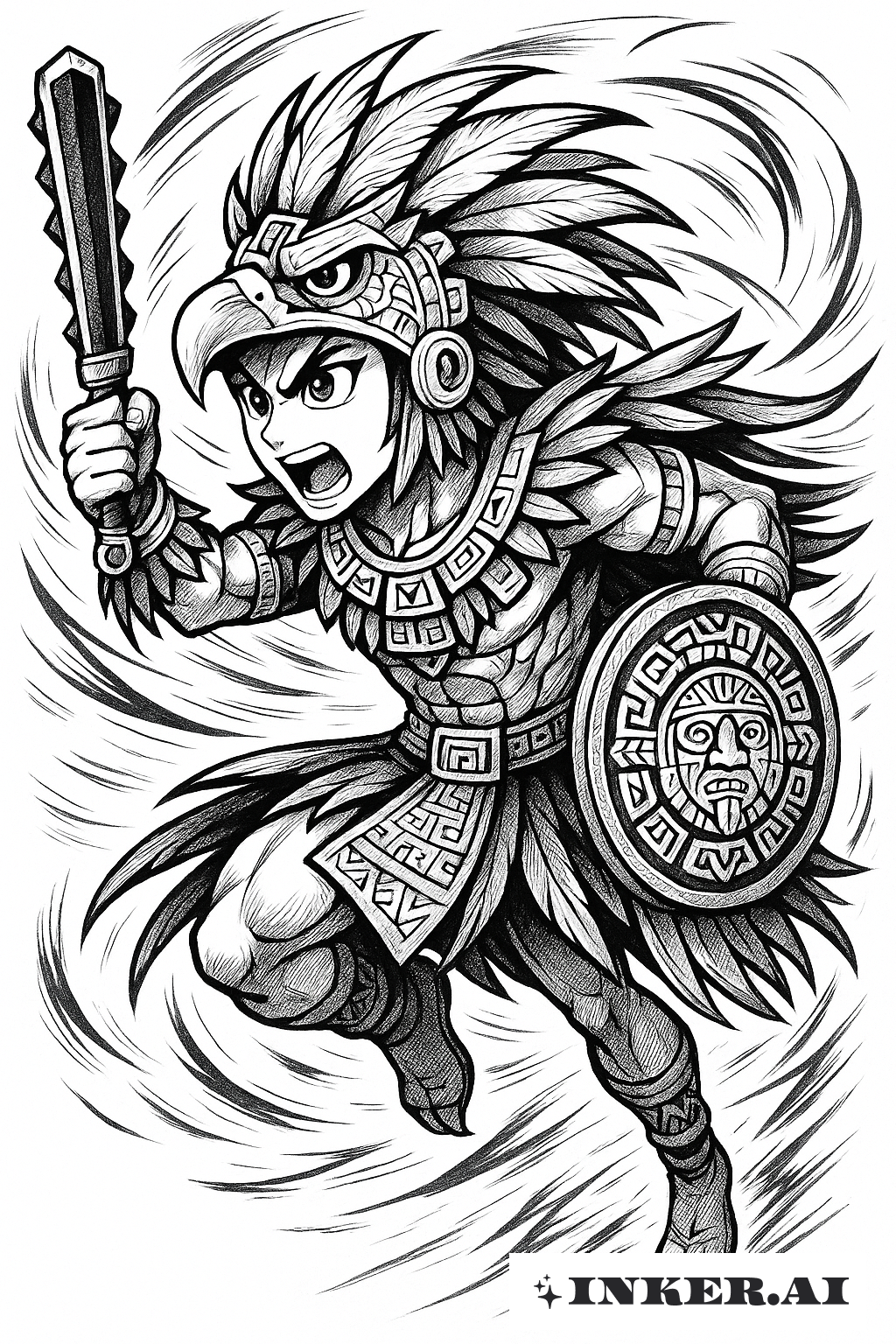 ダイナミックアステカイーグル戦士のアクション