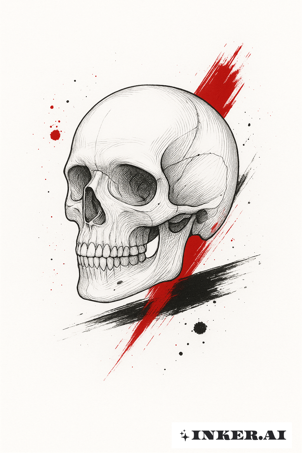 Trait Fin Crâne Trash Polka