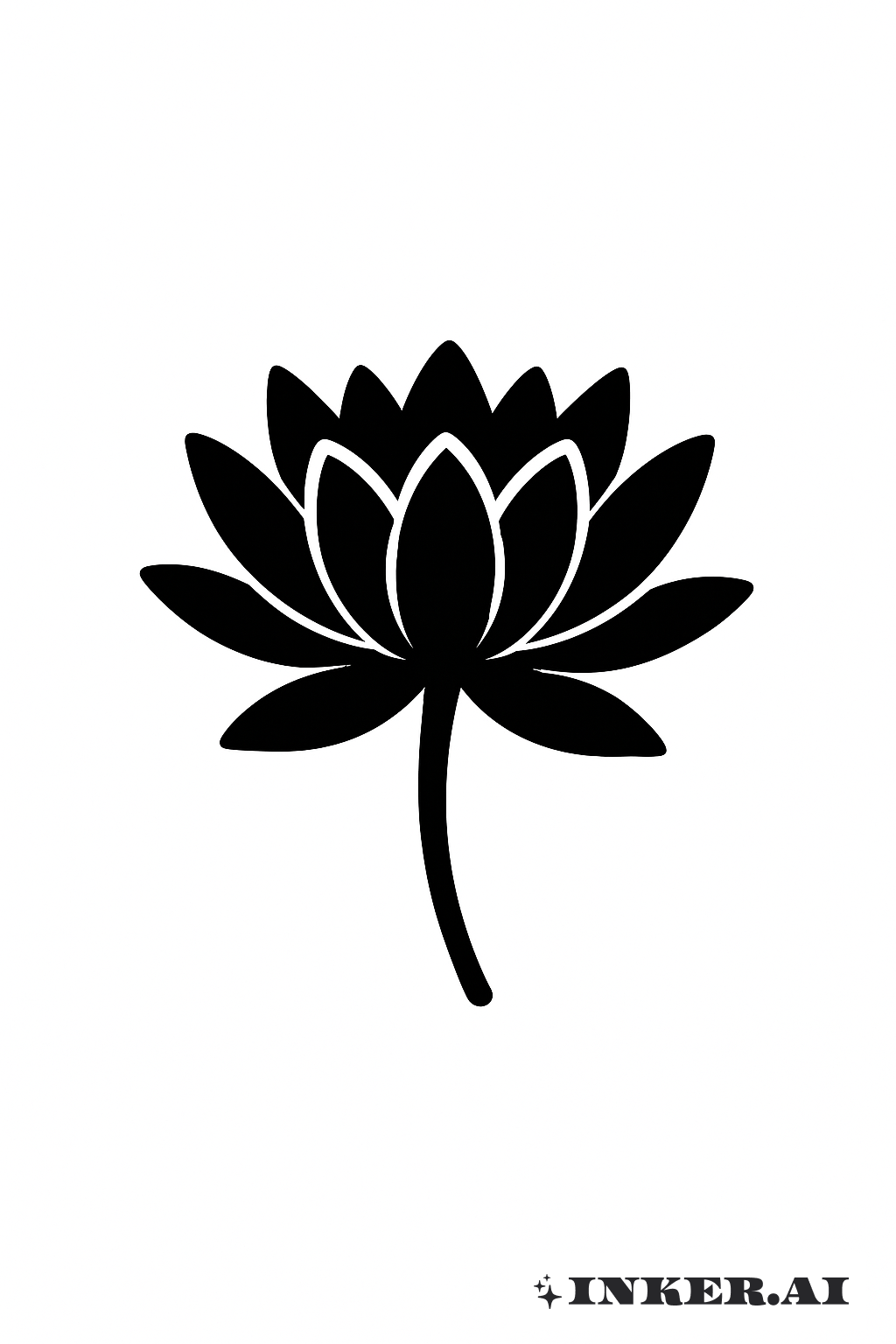 Clean Black Silhouette Of A Water Lily
