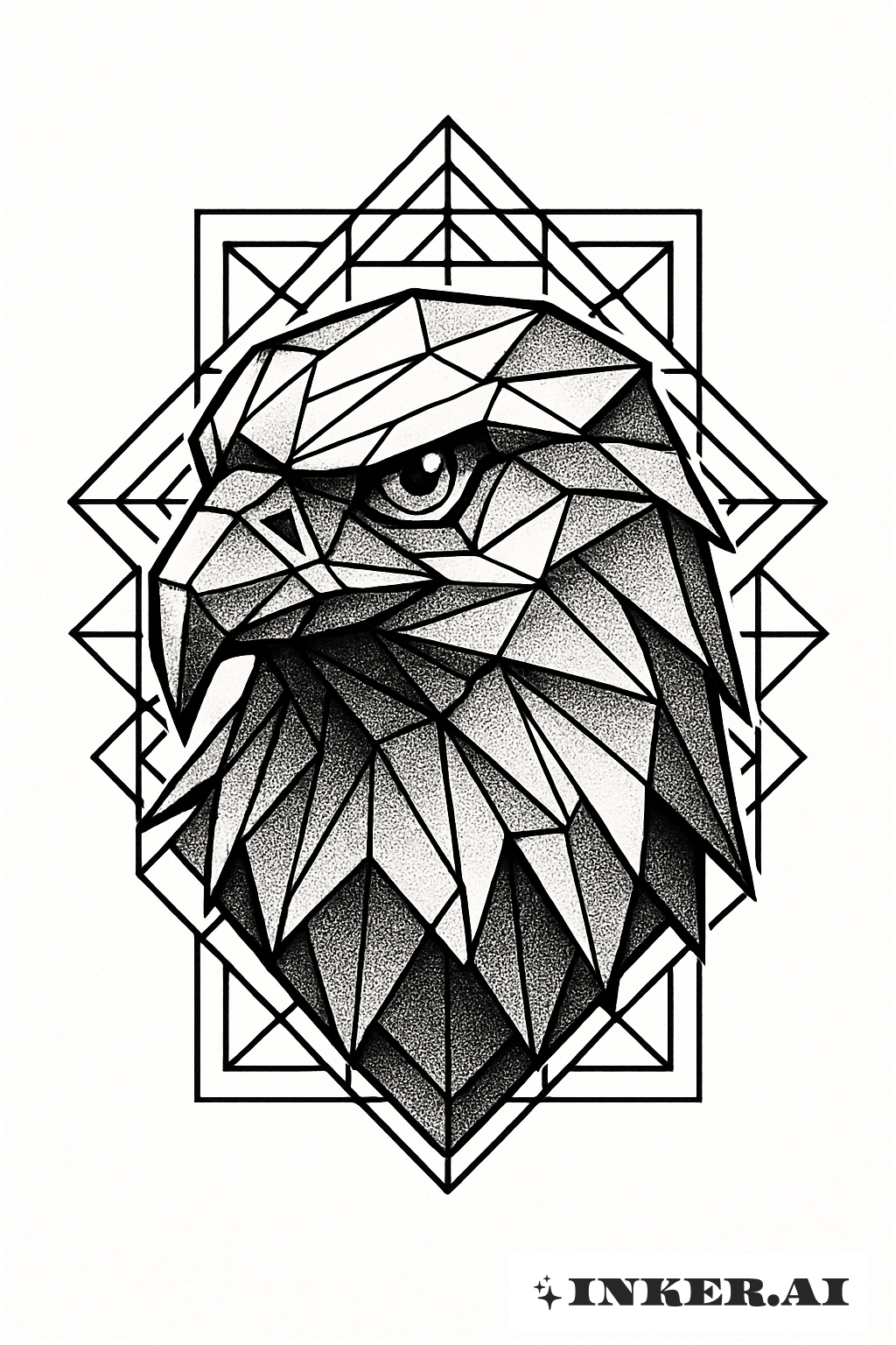 Cabeça Poligonal de uma Majestuosa Águia