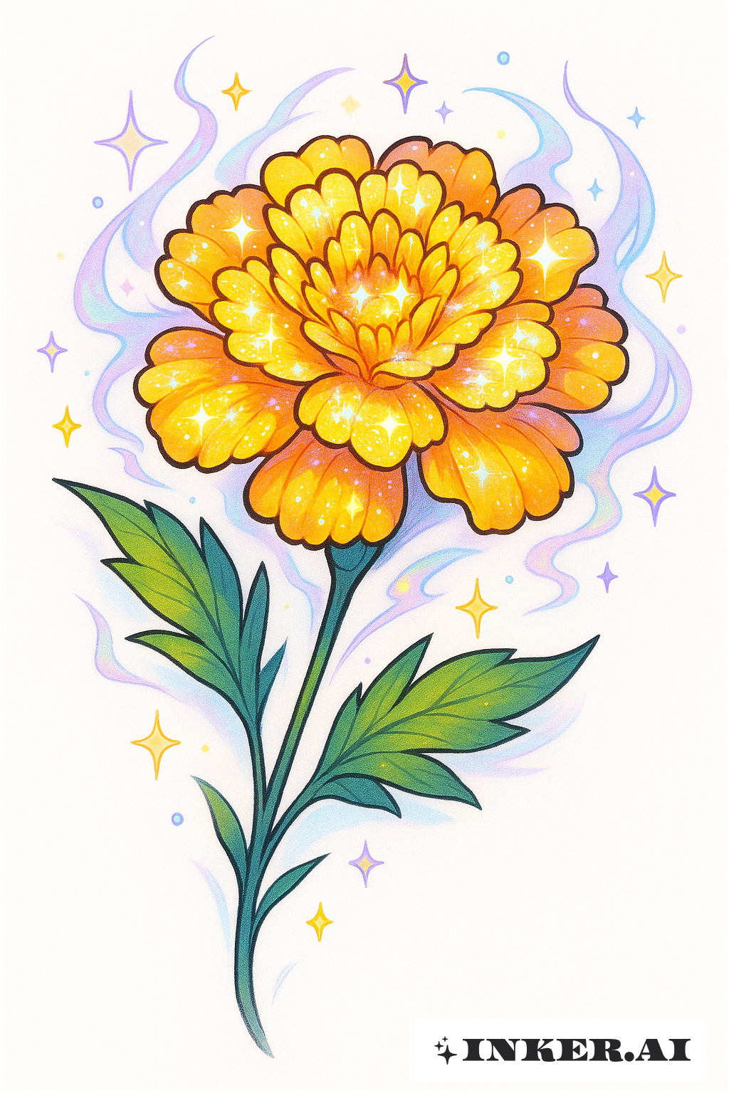 Shimmering Magical Marigold Bloom