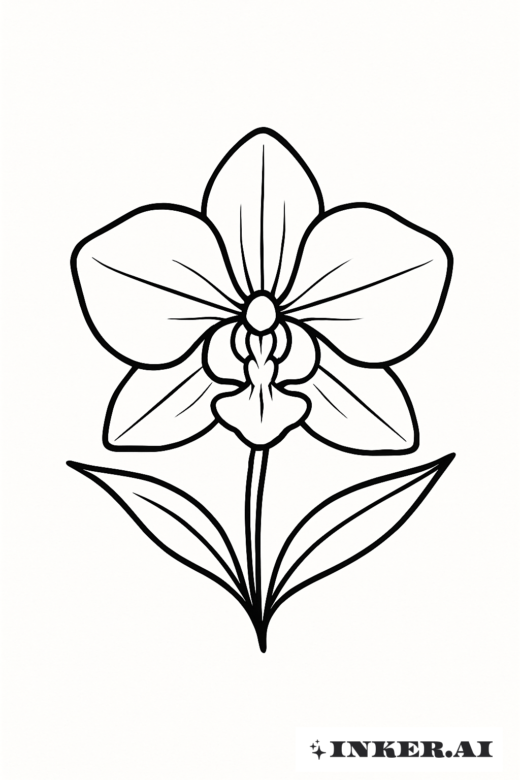 Orquídea Clásica de Contorno Negro