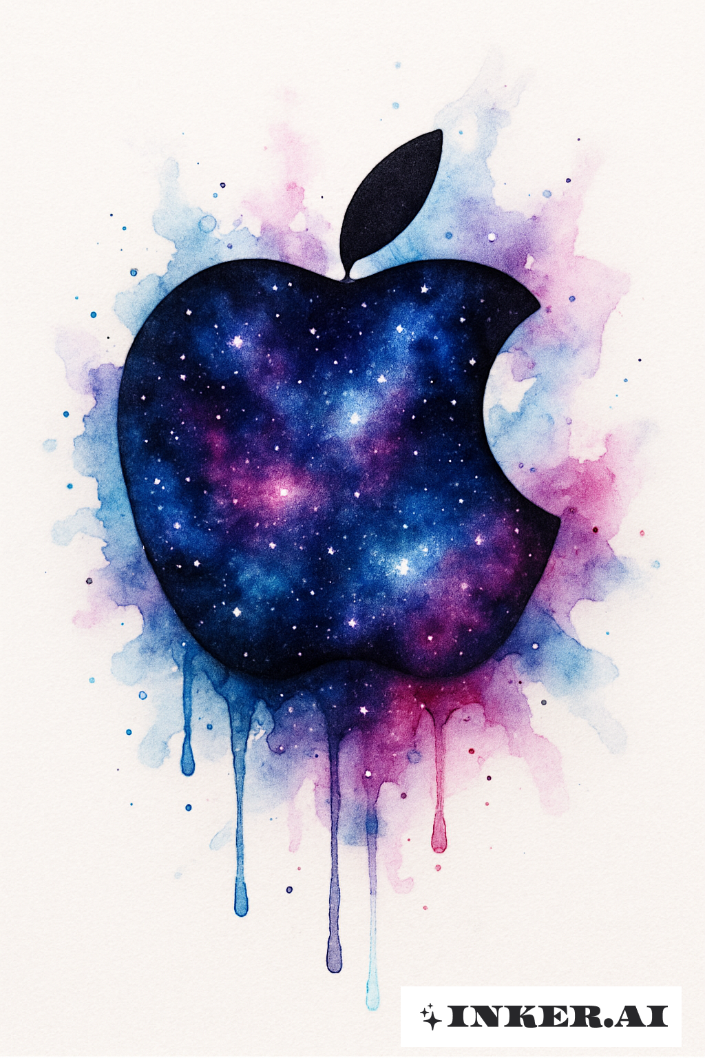 The Silhouette of a Bad Apple with Galaxy Splashes