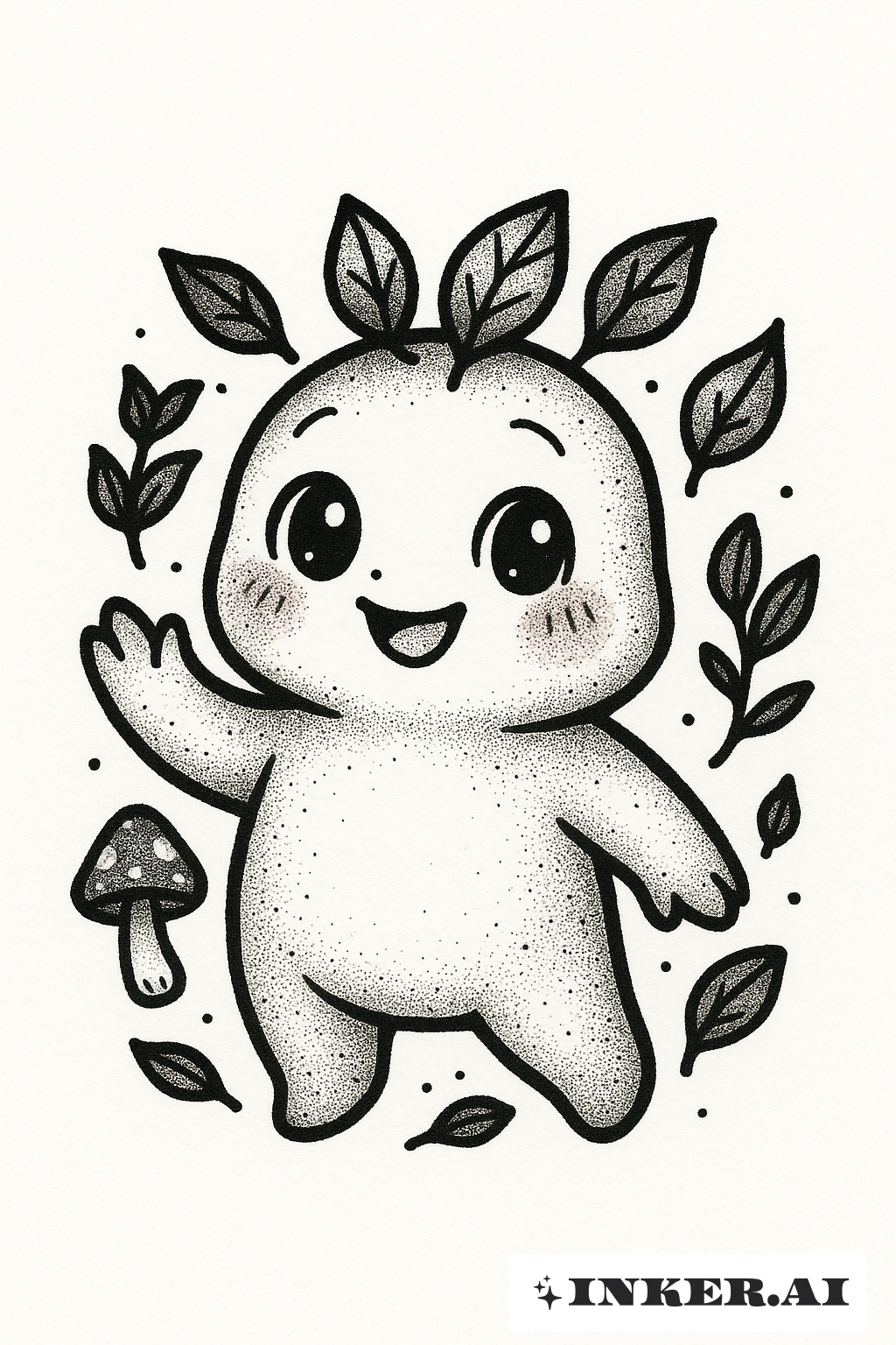 Um Espírito da Floresta Sorridente em Stick And Poke