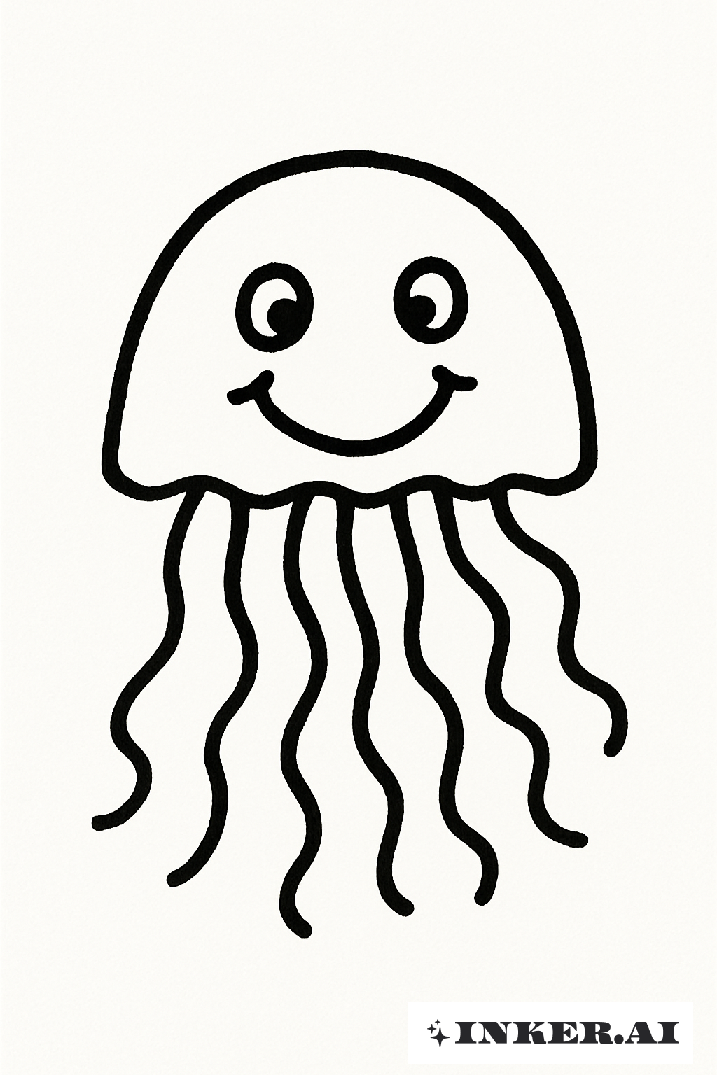 Dessin d'un enfant d'une méduse heureuse