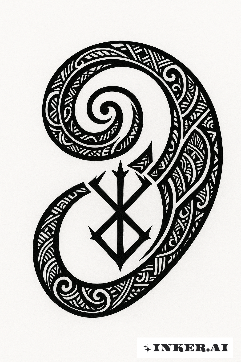 毛利螺旋与牺牲烙印结合的纹身设计